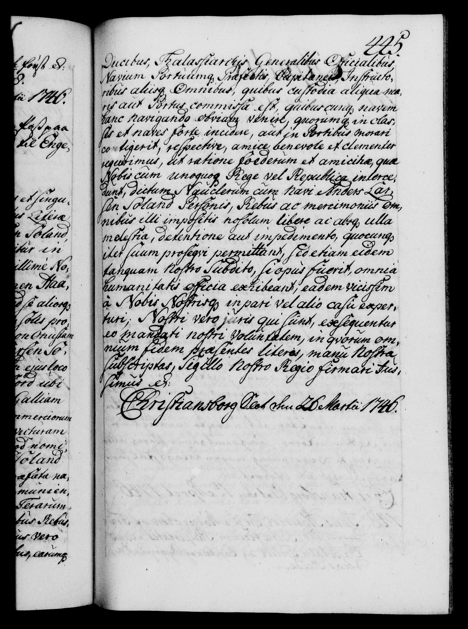 Danske Kanselli 1572-1799, AV/RA-EA-3023/F/Fc/Fca/Fcaa/L0034: Norske registre, 1745-1746, p. 445a