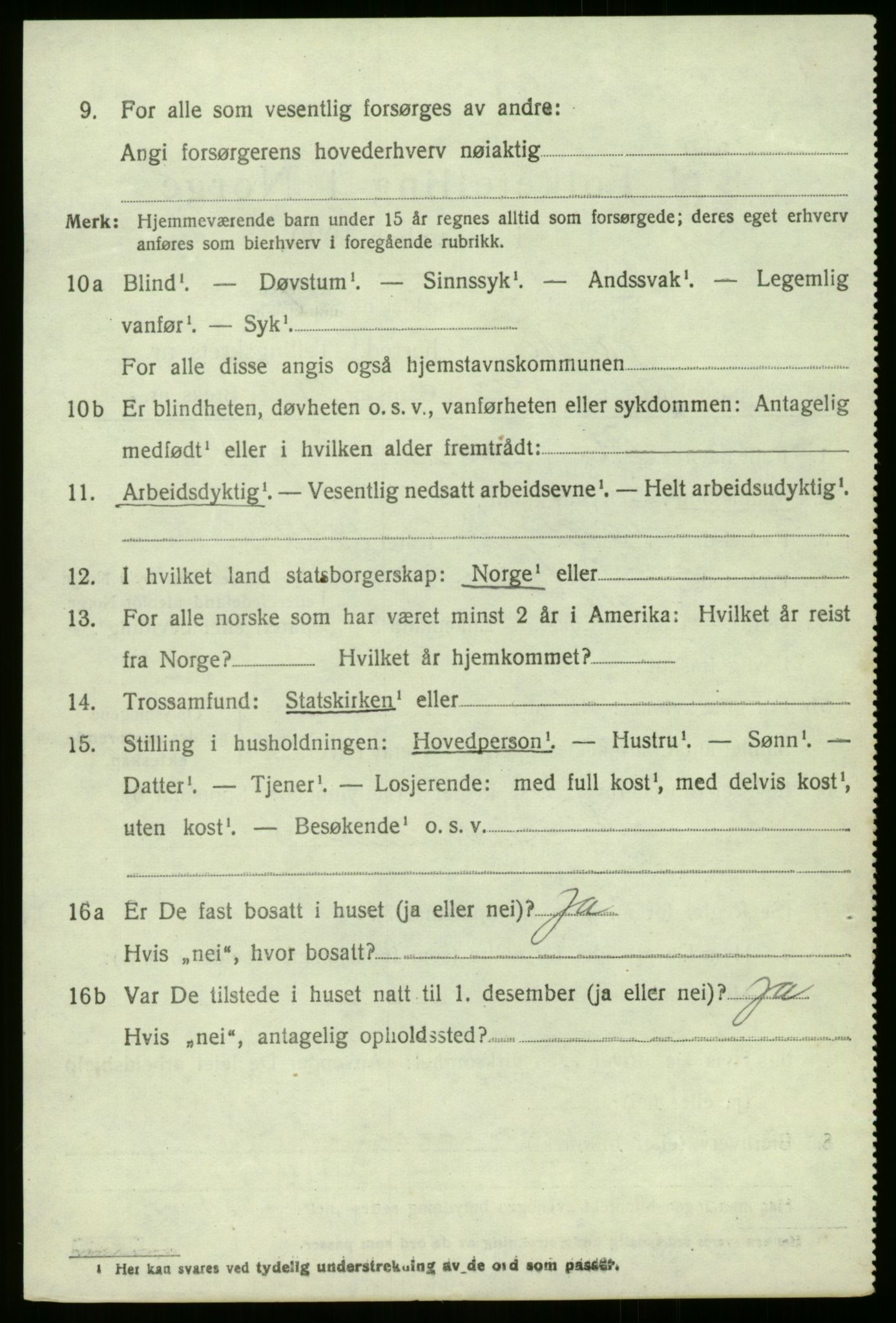 SAB, 1920 census for Jølster, 1920, p. 3663