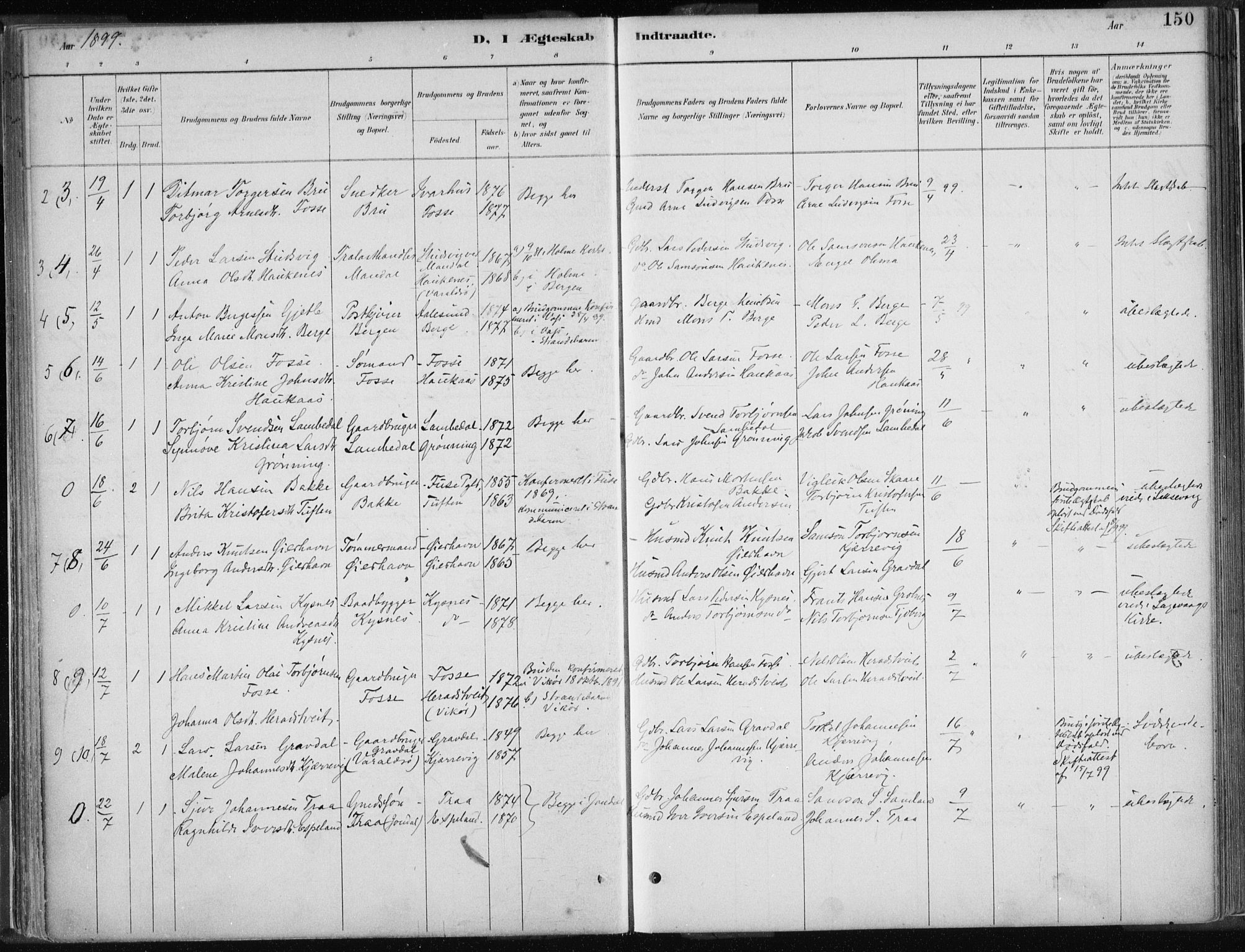 Strandebarm sokneprestembete, AV/SAB-A-78401/H/Haa: Parish register (official) no. B  1, 1886-1908, p. 150