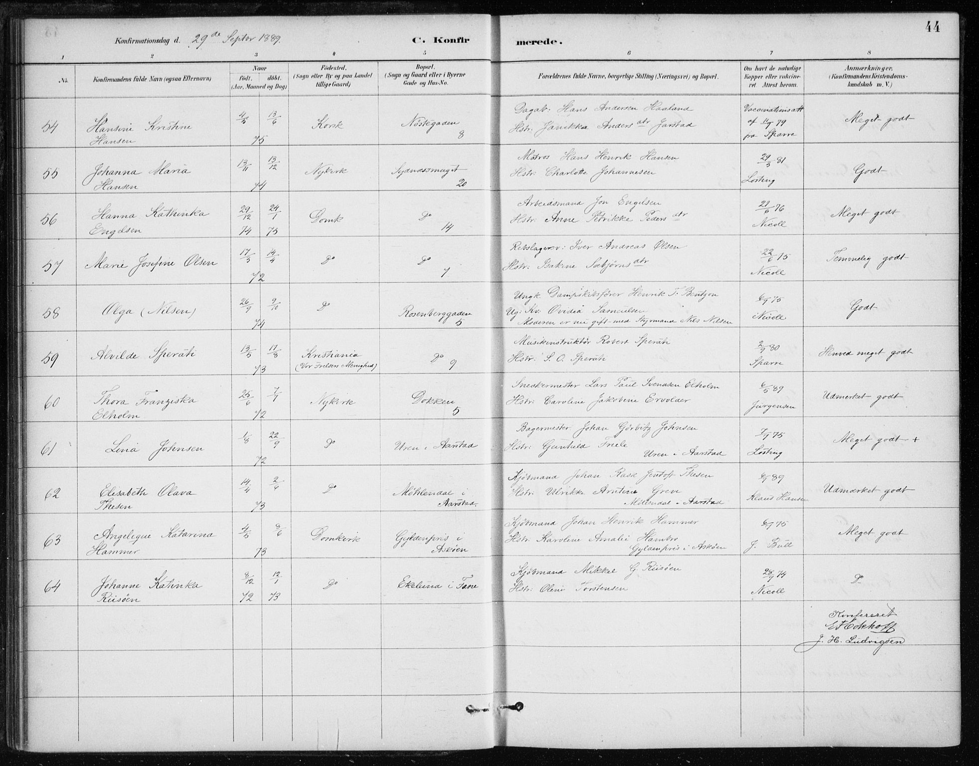 Johanneskirken sokneprestembete, AV/SAB-A-76001/H/Haa/L0008: Parish register (official) no. C 1, 1885-1907, p. 44