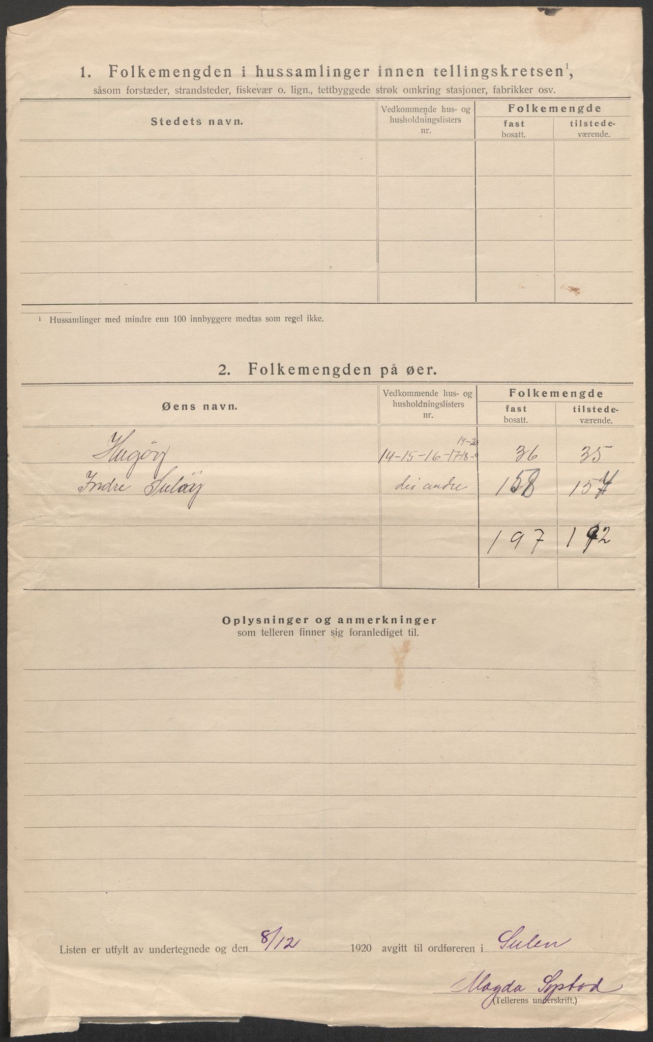 SAB, 1920 census for Solund, 1920, p. 34