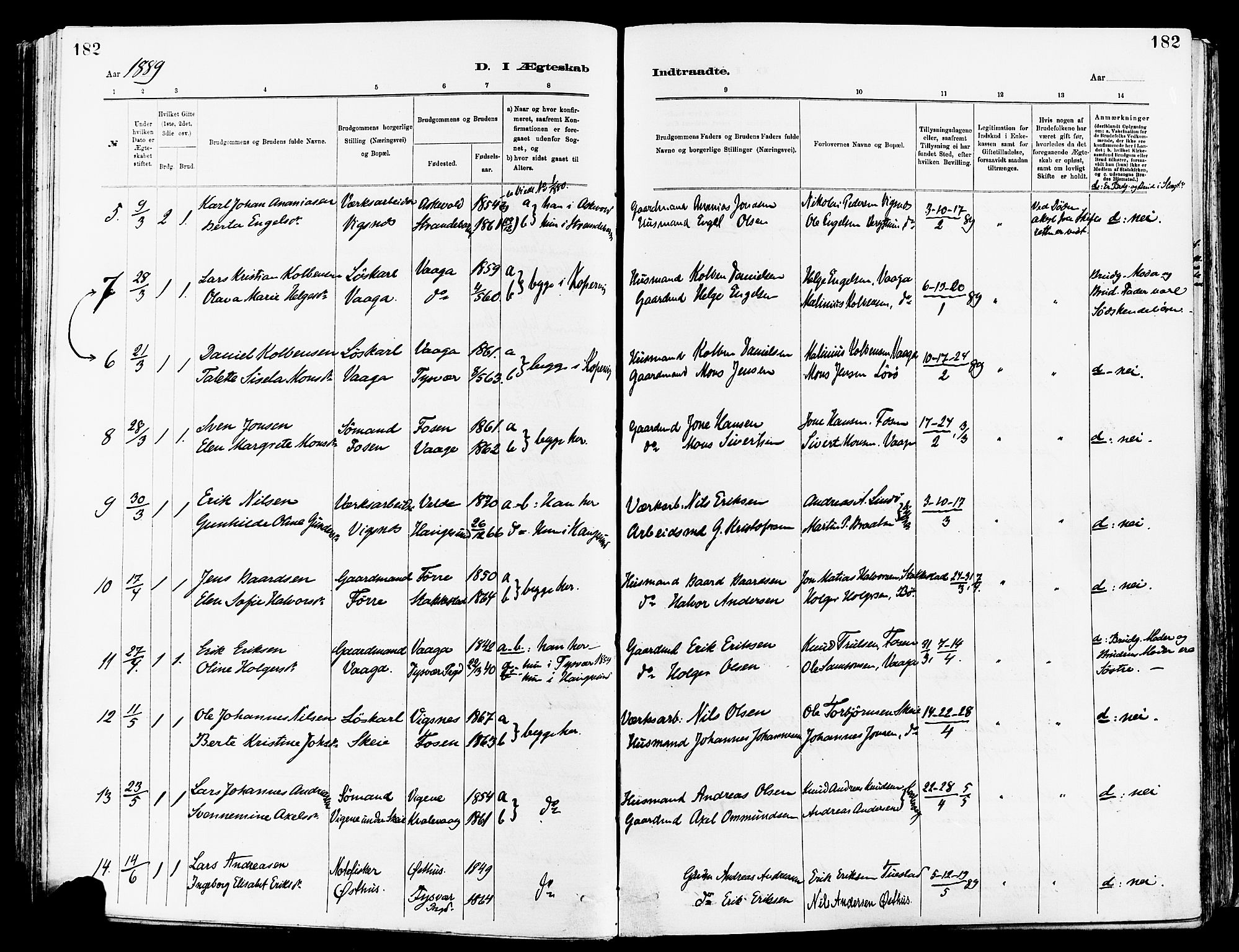 Avaldsnes sokneprestkontor, AV/SAST-A -101851/H/Ha/Haa/L0015: Parish register (official) no. A 15, 1880-1906, p. 182