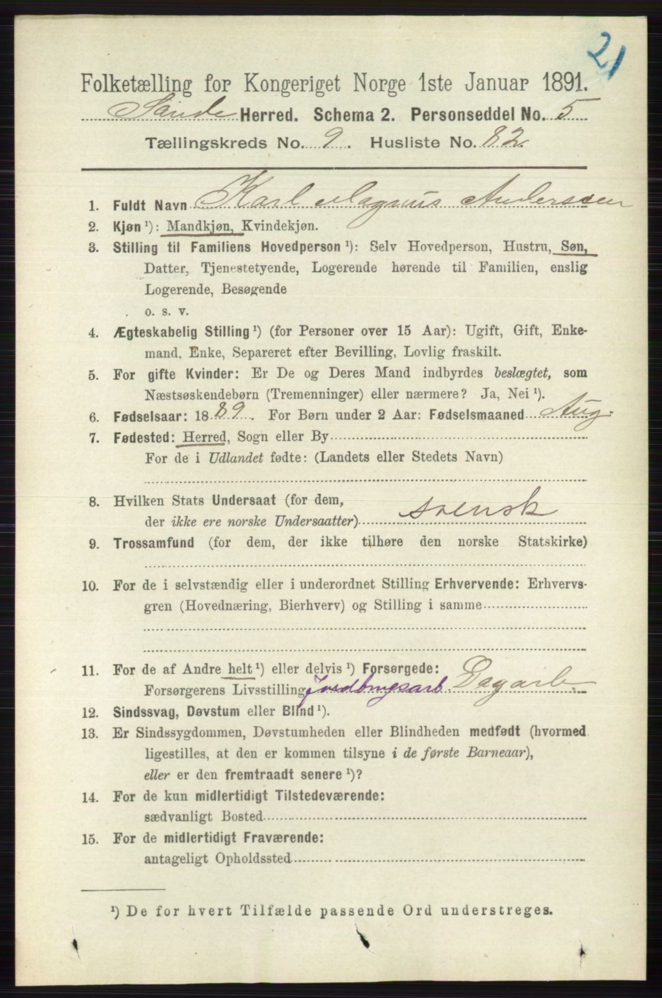 RA, 1891 census for 0713 Sande, 1891, p. 4469
