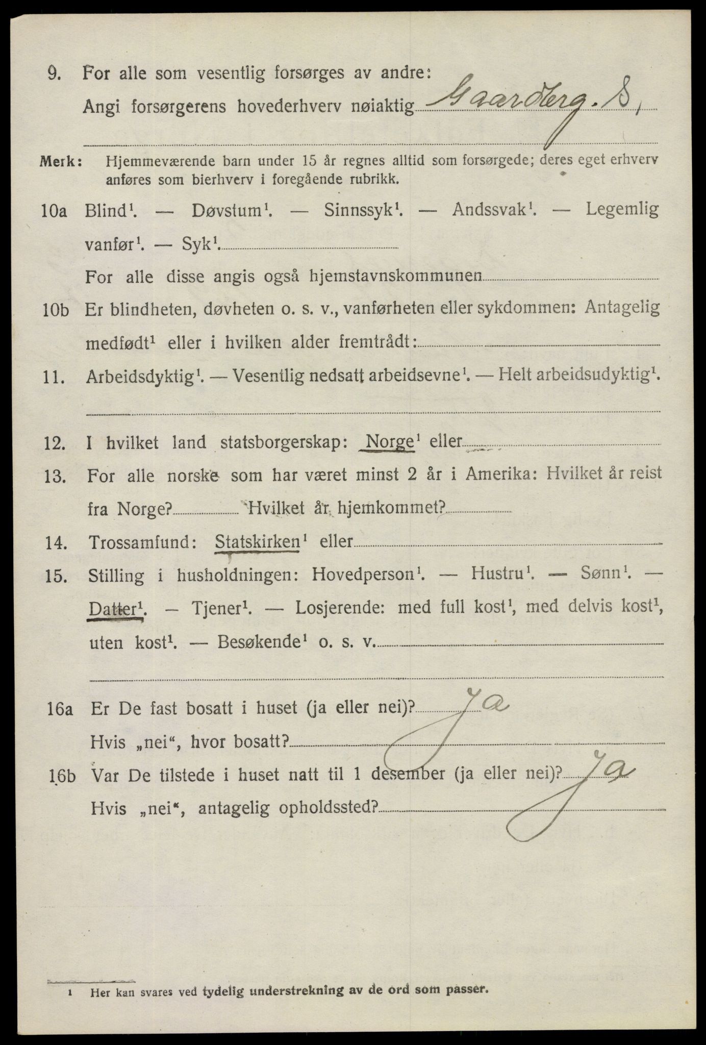 SAO, 1920 census for Degernes, 1920, p. 2323