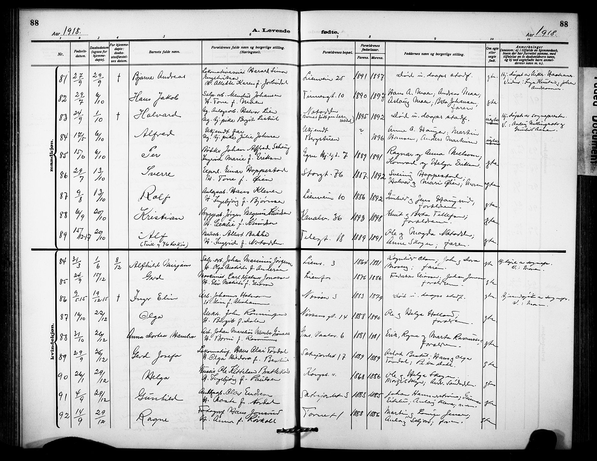 Notodden kirkebøker, AV/SAKO-A-290/G/Ga/L0001: Parish register (copy) no. 1, 1912-1923, p. 88