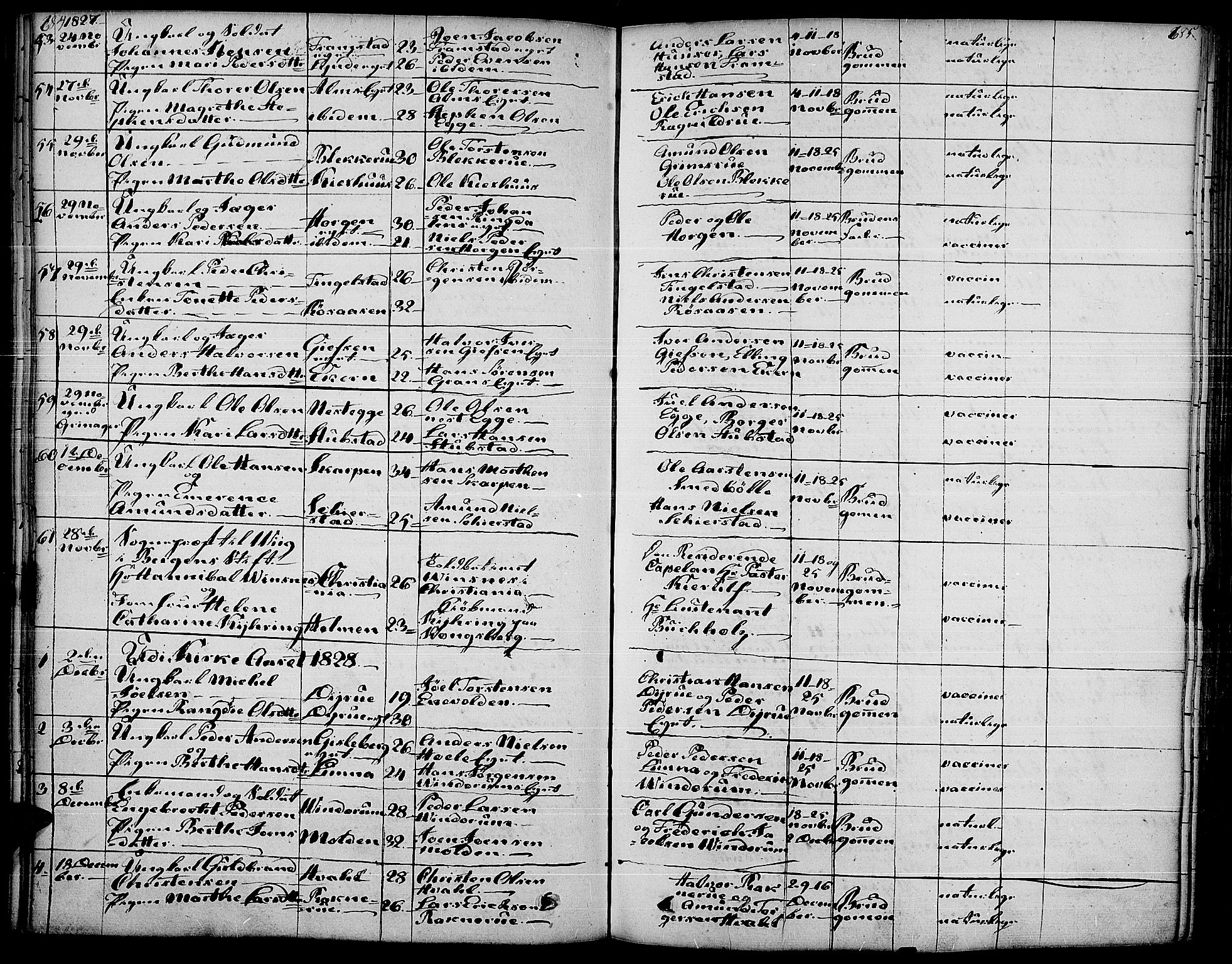 Gran prestekontor, SAH/PREST-112/H/Ha/Haa/L0010: Parish register (official) no. 10, 1824-1842, p. 684-685