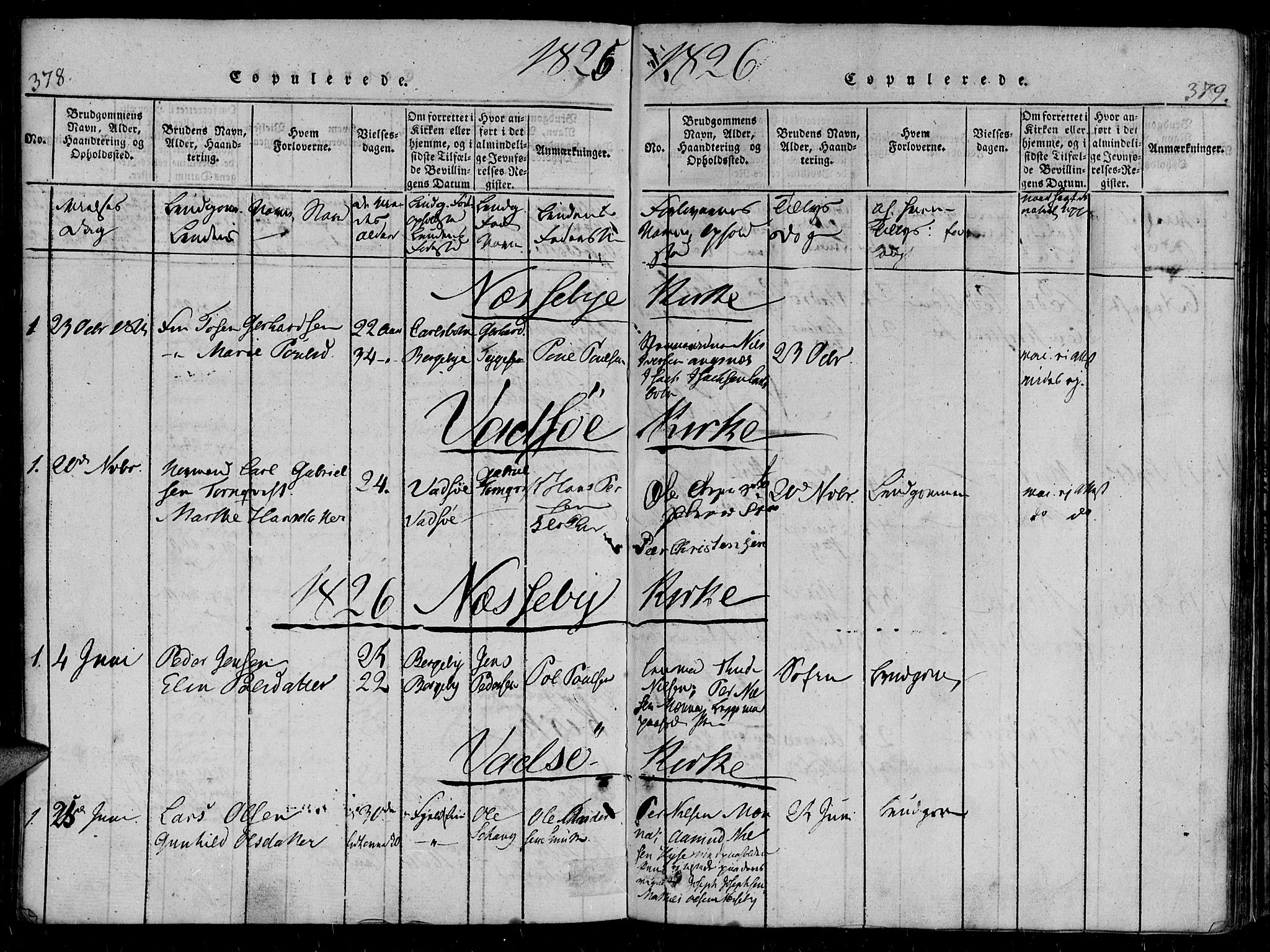Vadsø sokneprestkontor, SATØ/S-1325/H/Ha/L0003kirke: Parish register (official) no. 3 /1, 1821-1839, p. 378-379