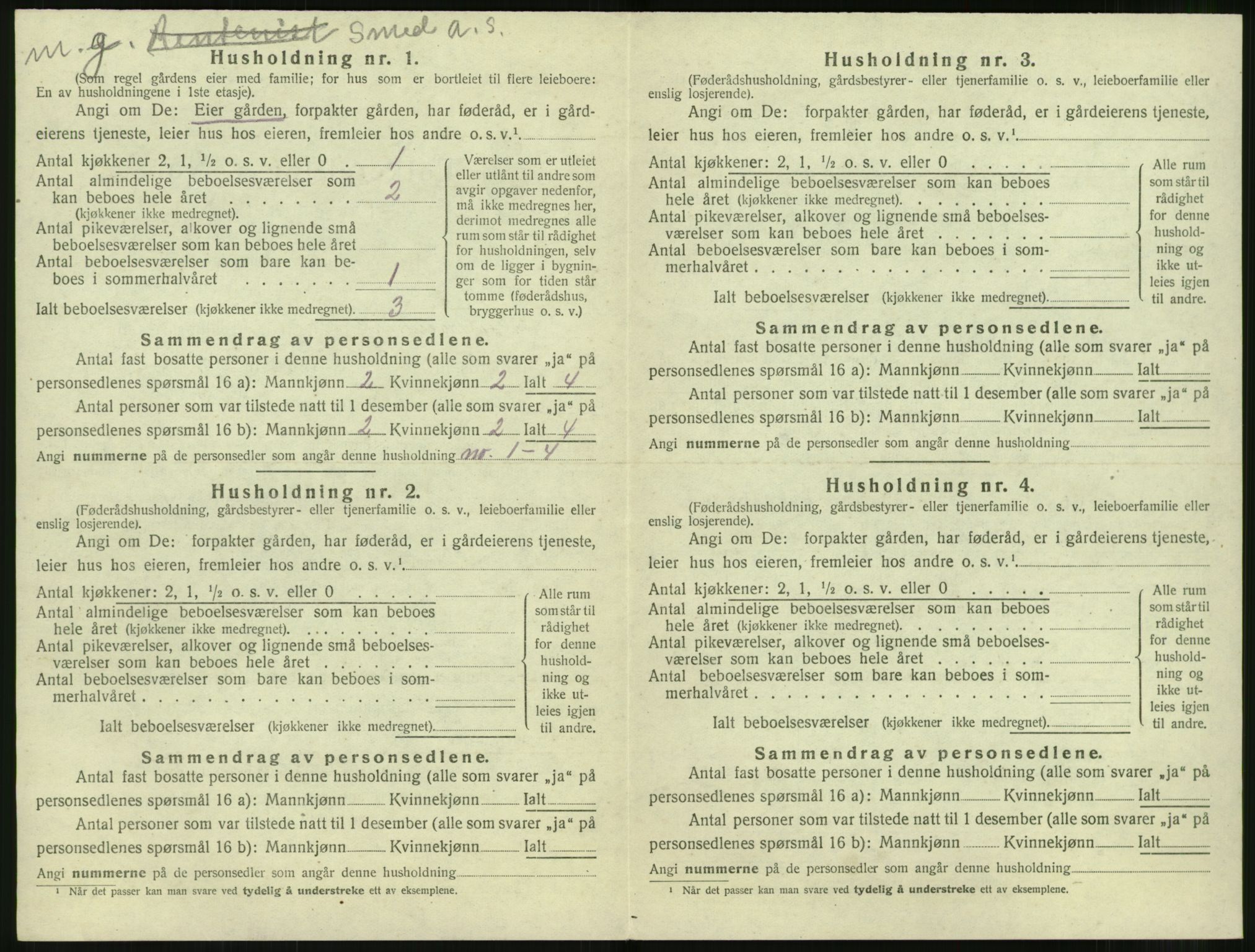SAT, 1920 census for Sunnylven, 1920, p. 245