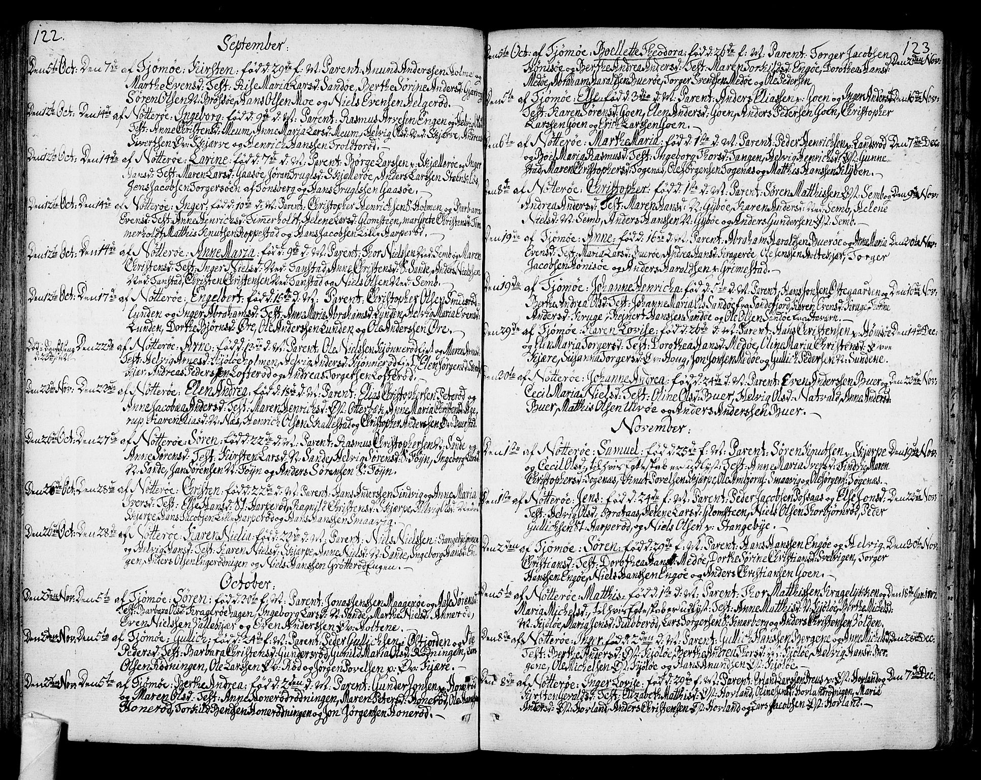 Nøtterøy kirkebøker, SAKO/A-354/F/Fa/L0003: Parish register (official) no. I 3, 1791-1814, p. 122-123