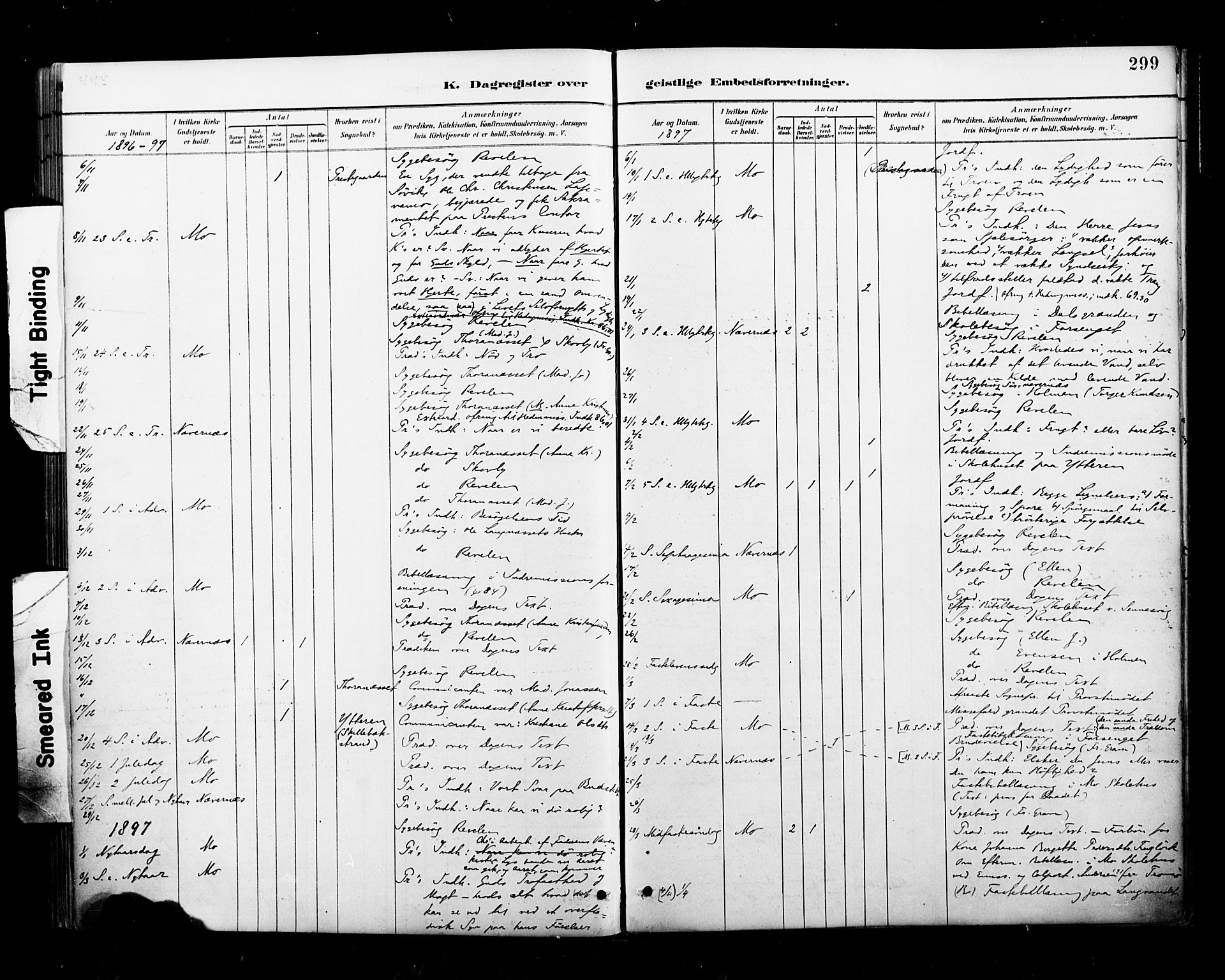 Ministerialprotokoller, klokkerbøker og fødselsregistre - Nordland, AV/SAT-A-1459/827/L0401: Parish register (official) no. 827A13, 1887-1905, p. 299