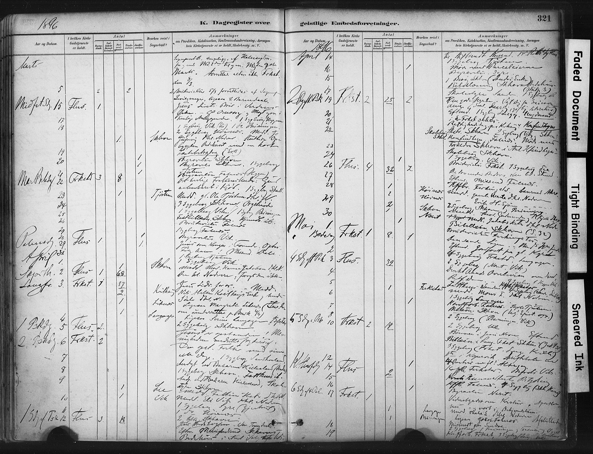 Skudenes sokneprestkontor, AV/SAST-A -101849/H/Ha/Haa/L0009: Parish register (official) no. A 6, 1882-1912, p. 321