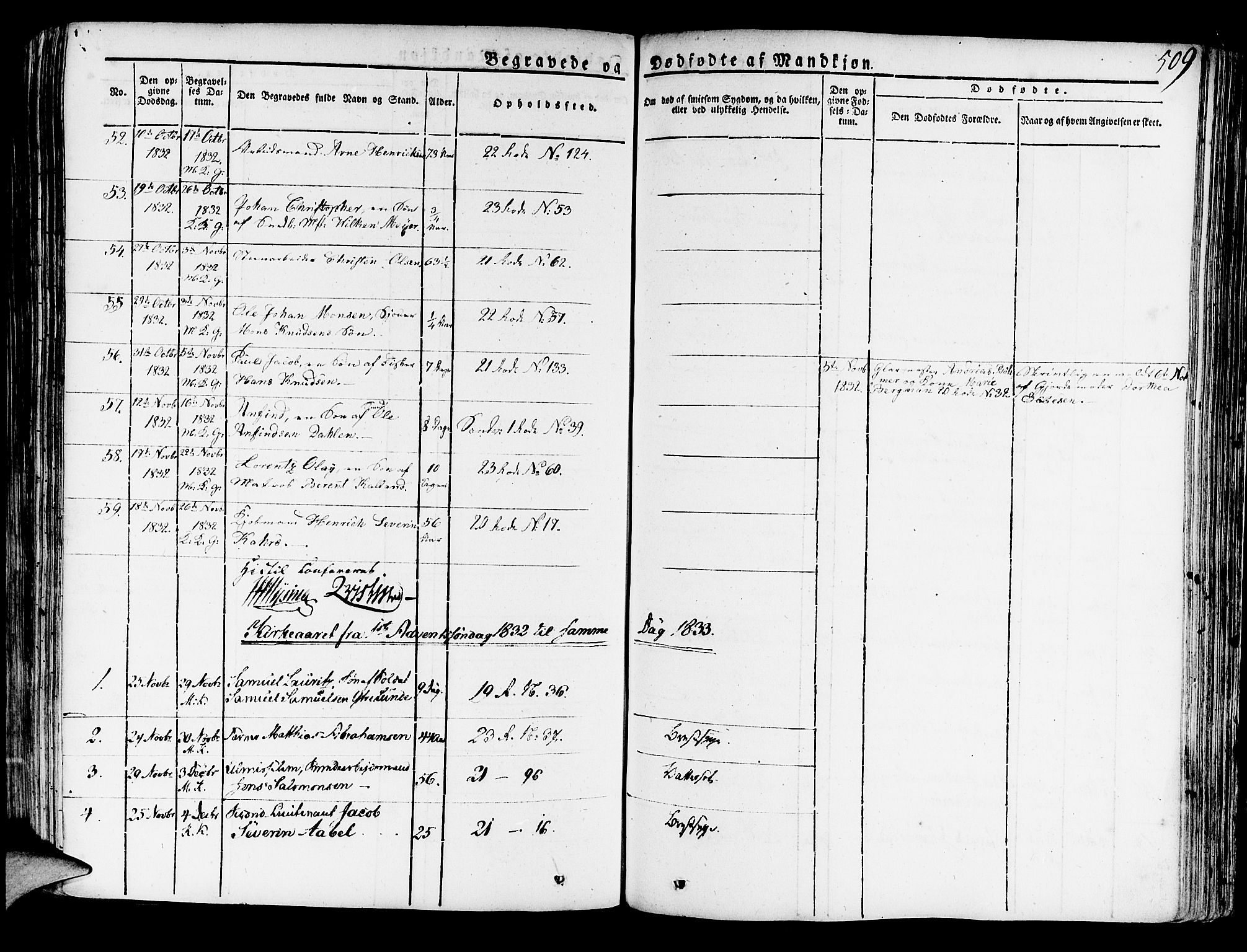 Korskirken sokneprestembete, SAB/A-76101/H/Haa/L0014: Parish register (official) no. A 14, 1823-1835, p. 509