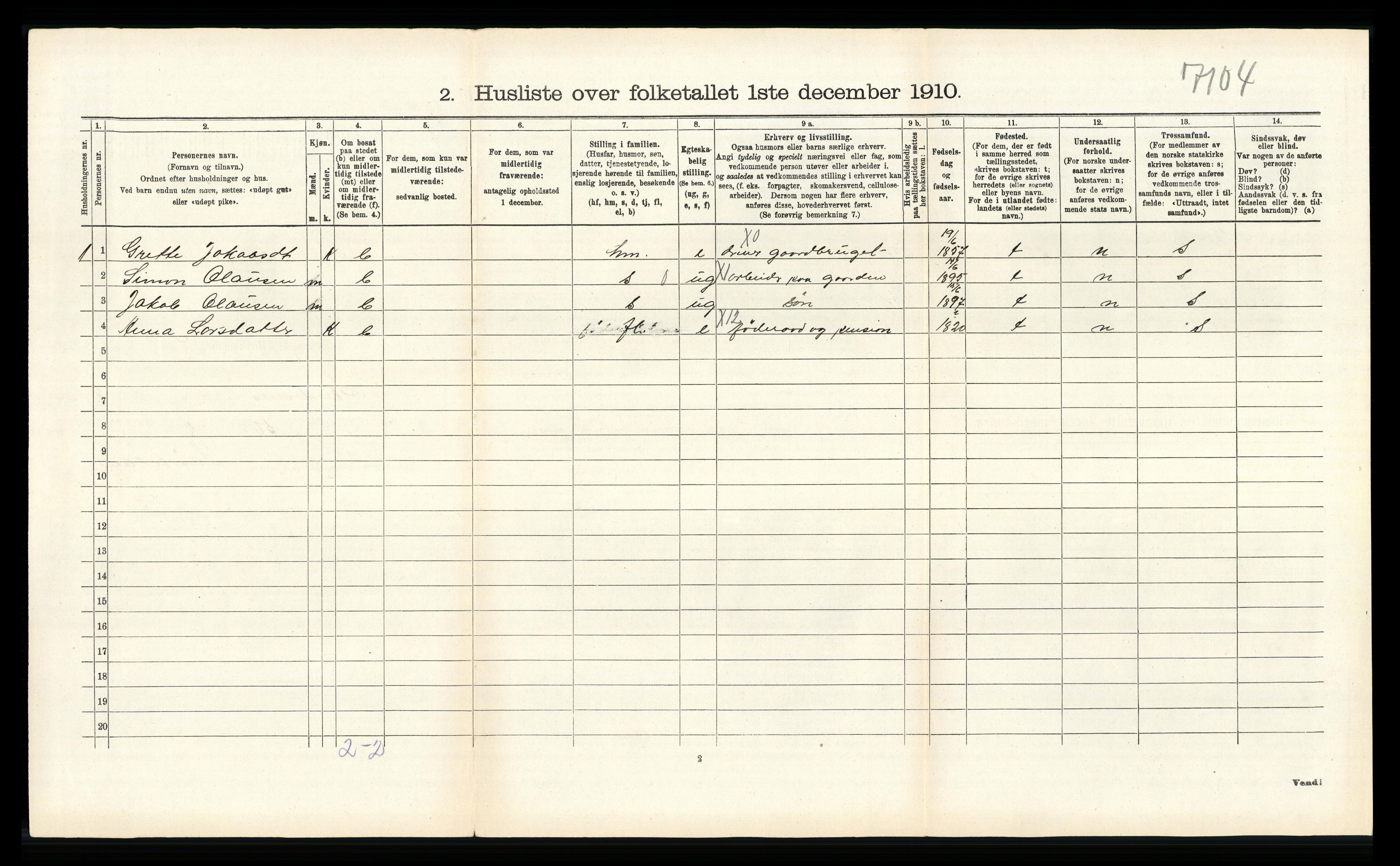 RA, 1910 census for Skudenes, 1910, p. 968