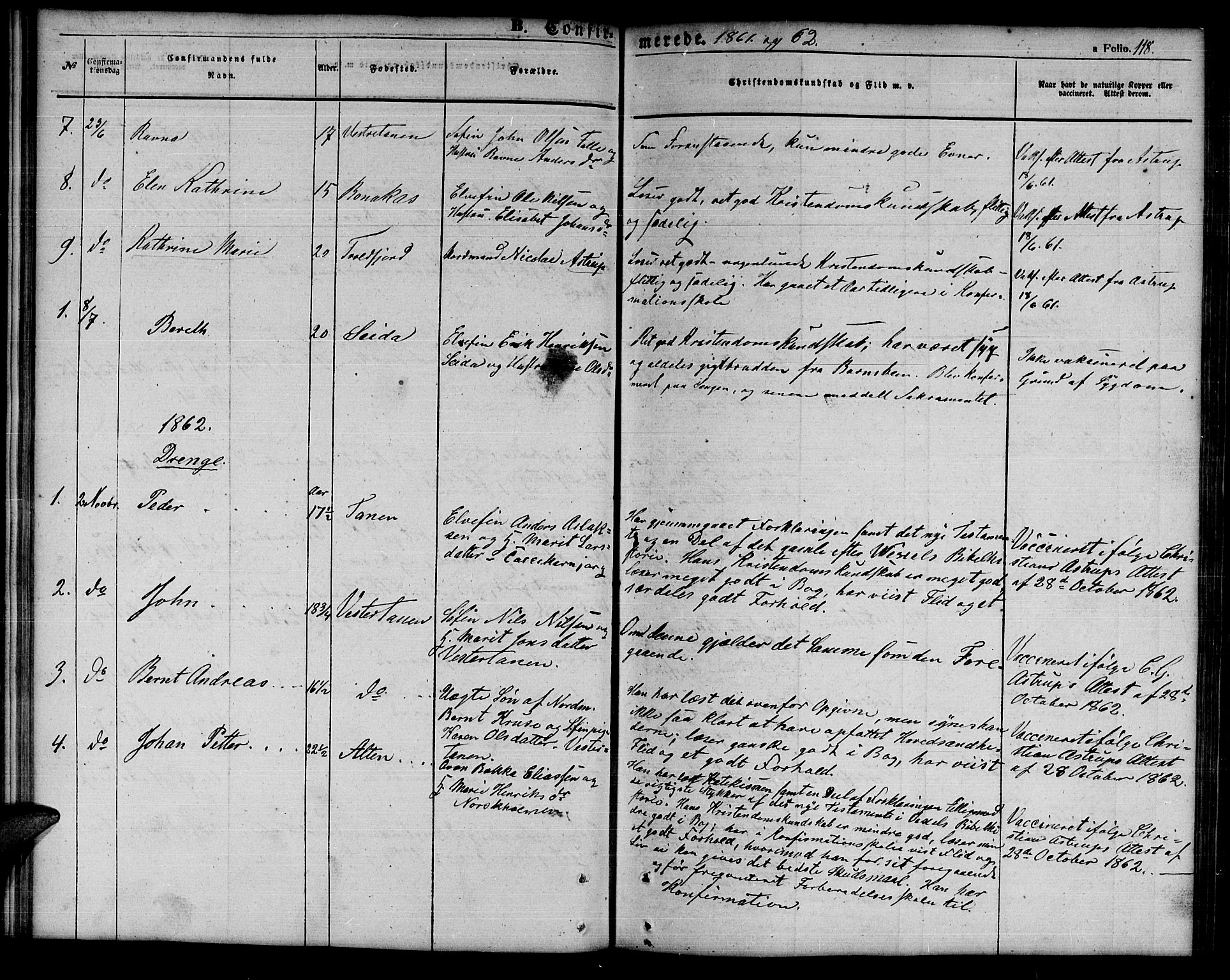 Tana sokneprestkontor, SATØ/S-1334/H/Hb/L0001klokker: Parish register (copy) no. 1 /1, 1853-1867, p. 118