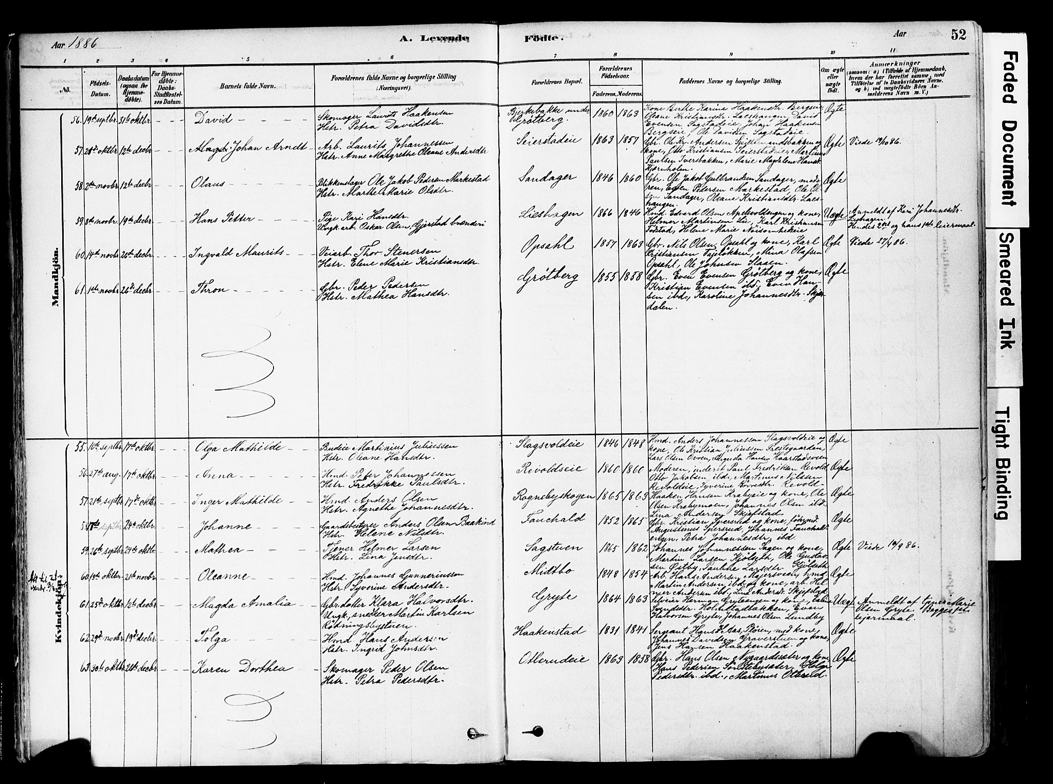 Østre Toten prestekontor, SAH/PREST-104/H/Ha/Haa/L0006: Parish register (official) no. 6 /1, 1878-1896, p. 52