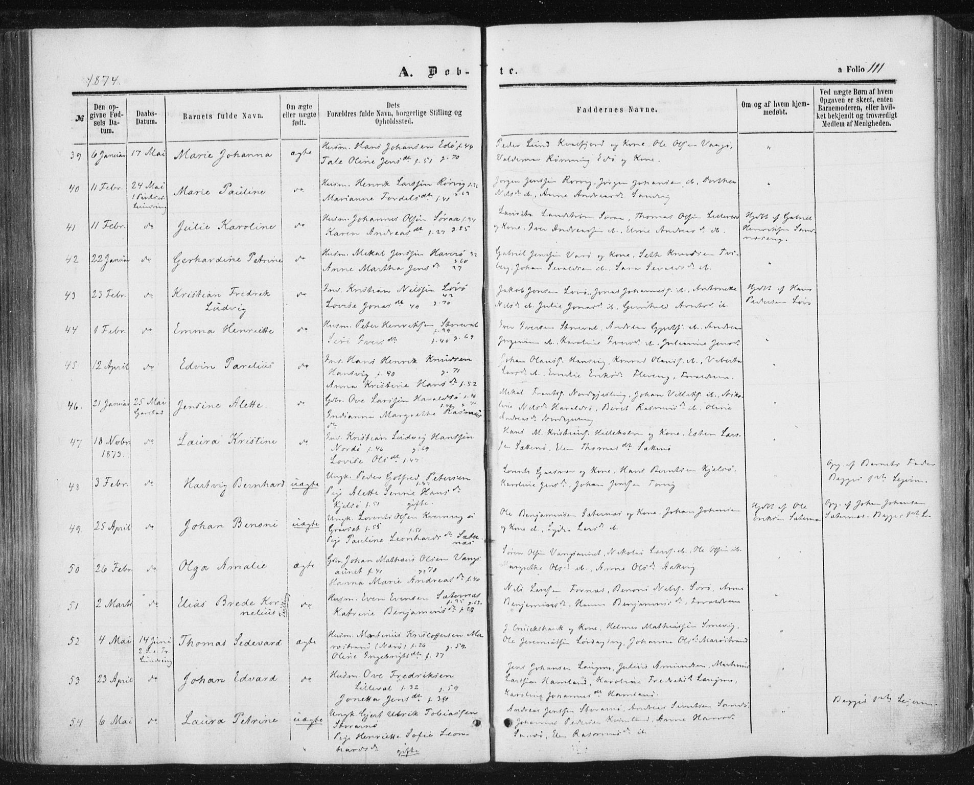 Ministerialprotokoller, klokkerbøker og fødselsregistre - Nord-Trøndelag, SAT/A-1458/784/L0670: Parish register (official) no. 784A05, 1860-1876, p. 111