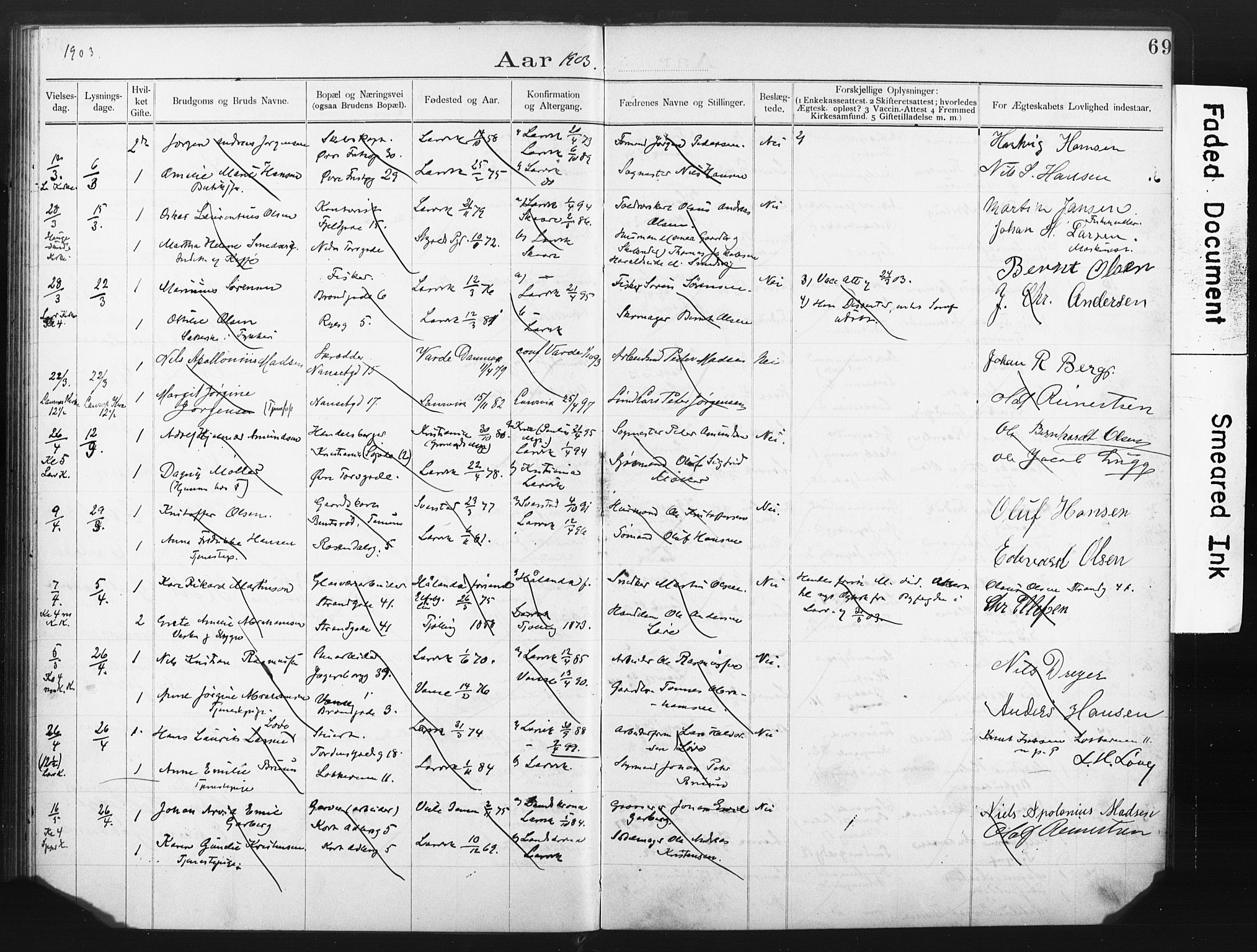 Larvik kirkebøker, AV/SAKO-A-352/H/Ha/L0002: Banns register no. 2, 1892-1907, p. 69