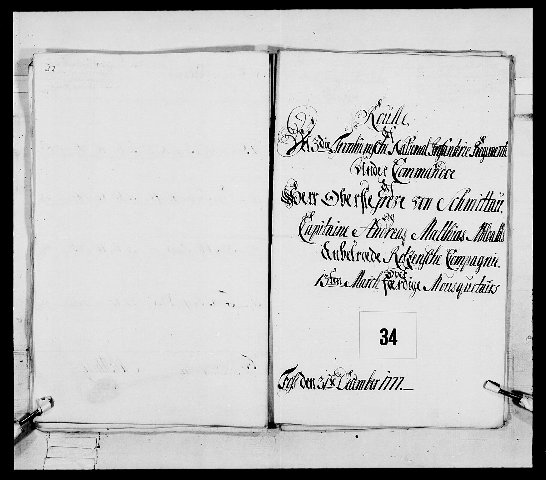 Generalitets- og kommissariatskollegiet, Det kongelige norske kommissariatskollegium, RA/EA-5420/E/Eh/L0086: 3. Trondheimske nasjonale infanteriregiment, 1776-1779, p. 141