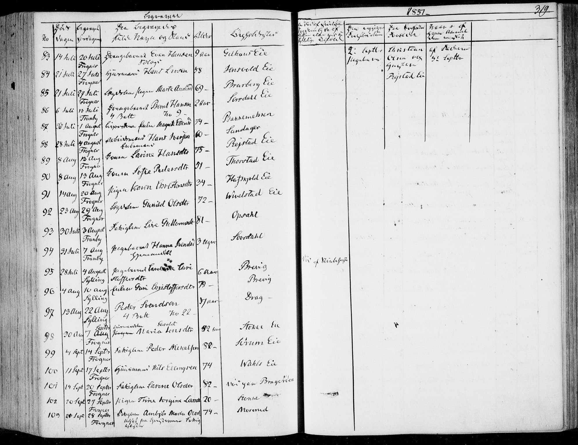 Lier kirkebøker, SAKO/A-230/F/Fa/L0011: Parish register (official) no. I 11, 1843-1854, p. 319