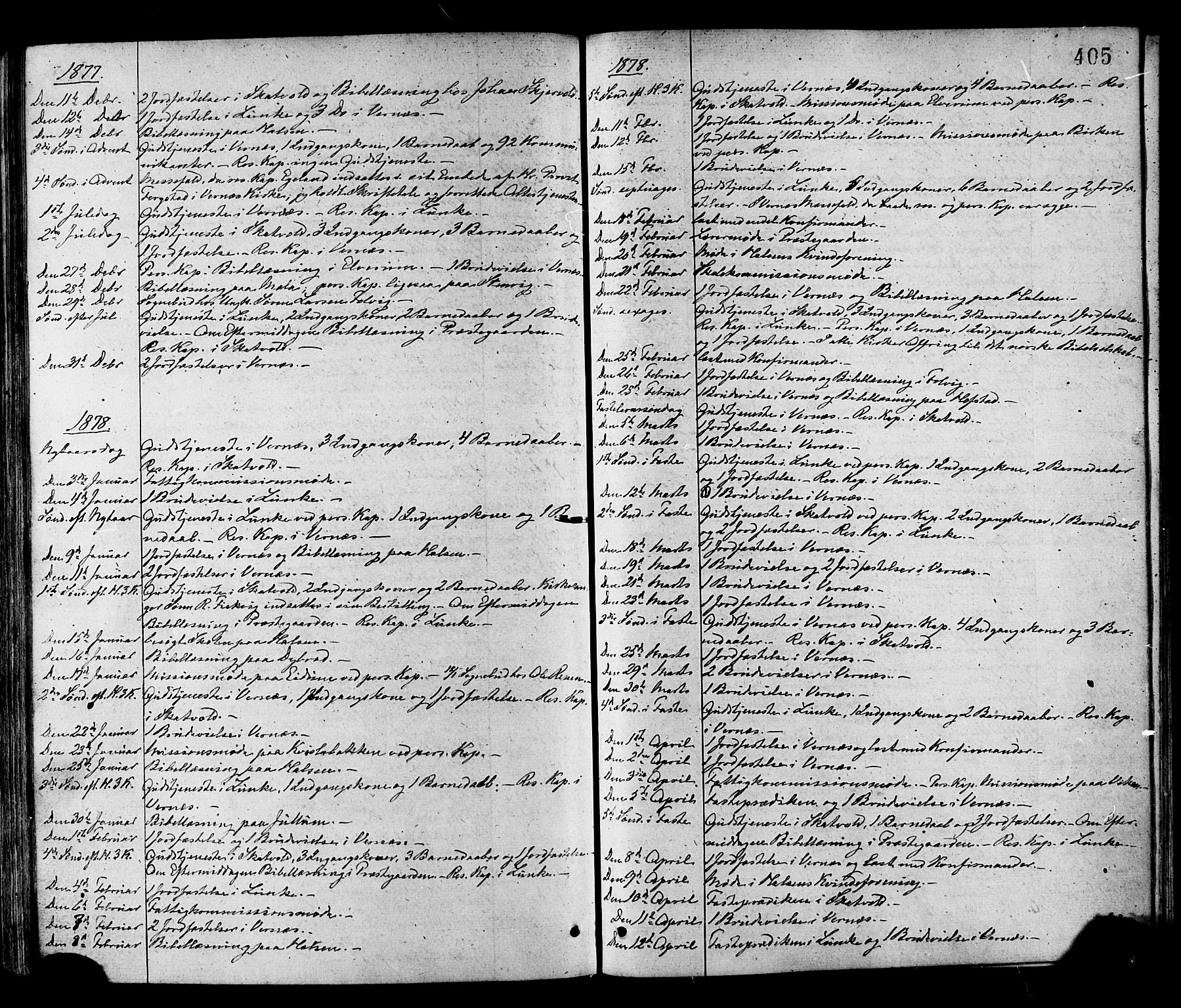 Ministerialprotokoller, klokkerbøker og fødselsregistre - Nord-Trøndelag, SAT/A-1458/709/L0076: Parish register (official) no. 709A16, 1871-1879, p. 405
