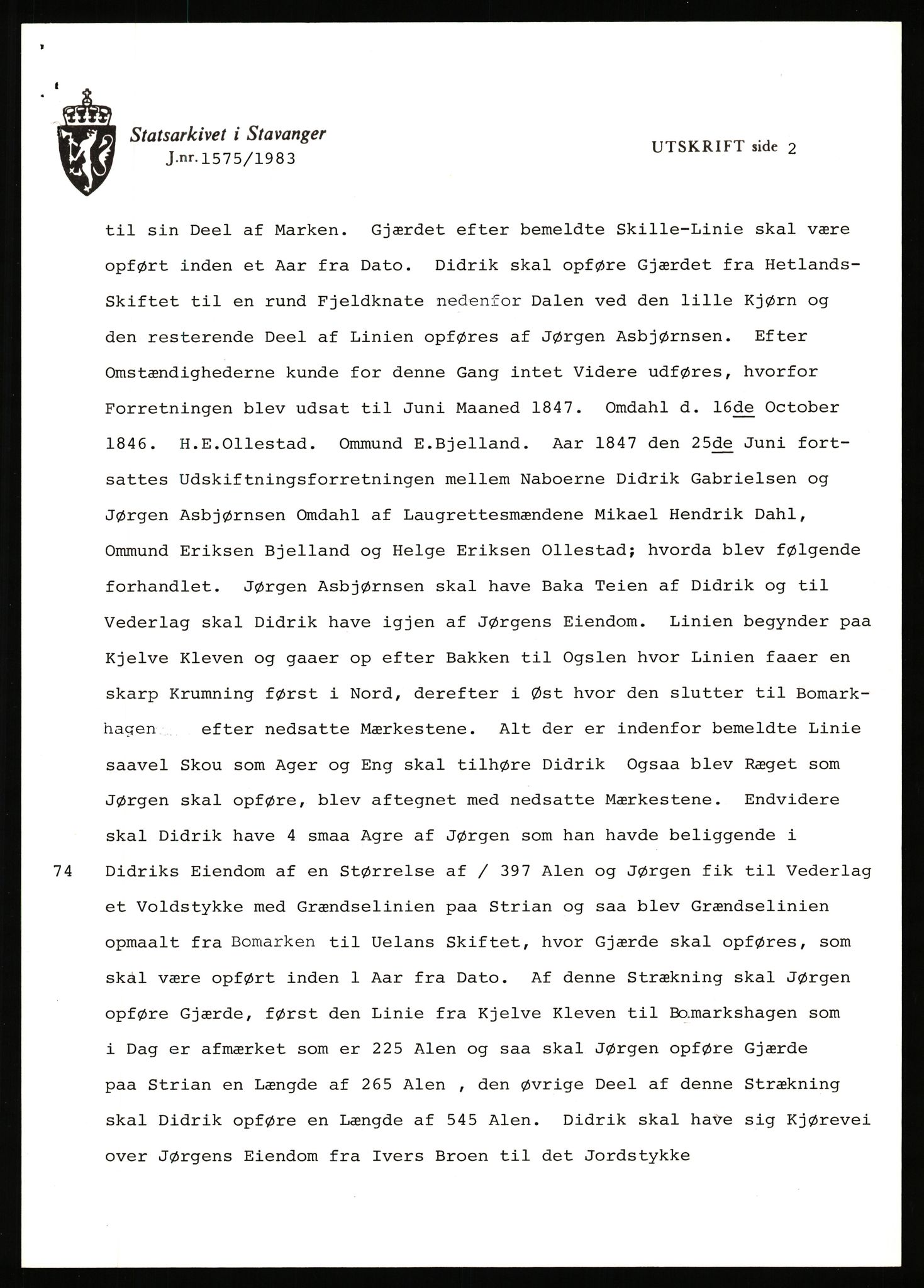 Statsarkivet i Stavanger, SAST/A-101971/03/Y/Yj/L0100: Avskrifter sortert etter gårdsnavn: Ålgård - Årsland, 1750-1930, p. 210