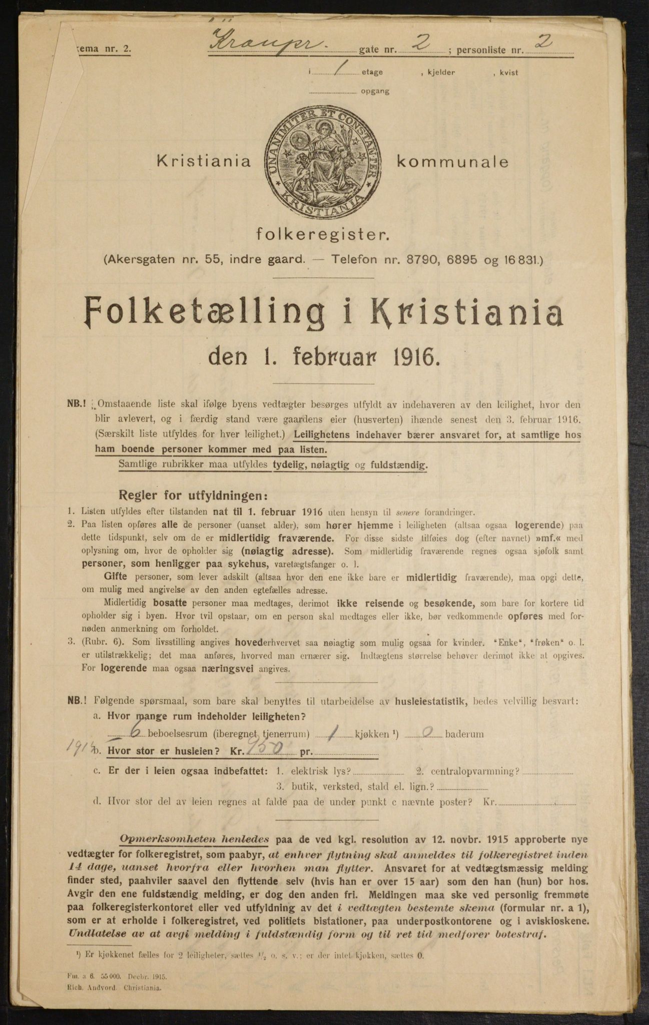 OBA, Municipal Census 1916 for Kristiania, 1916, p. 55693