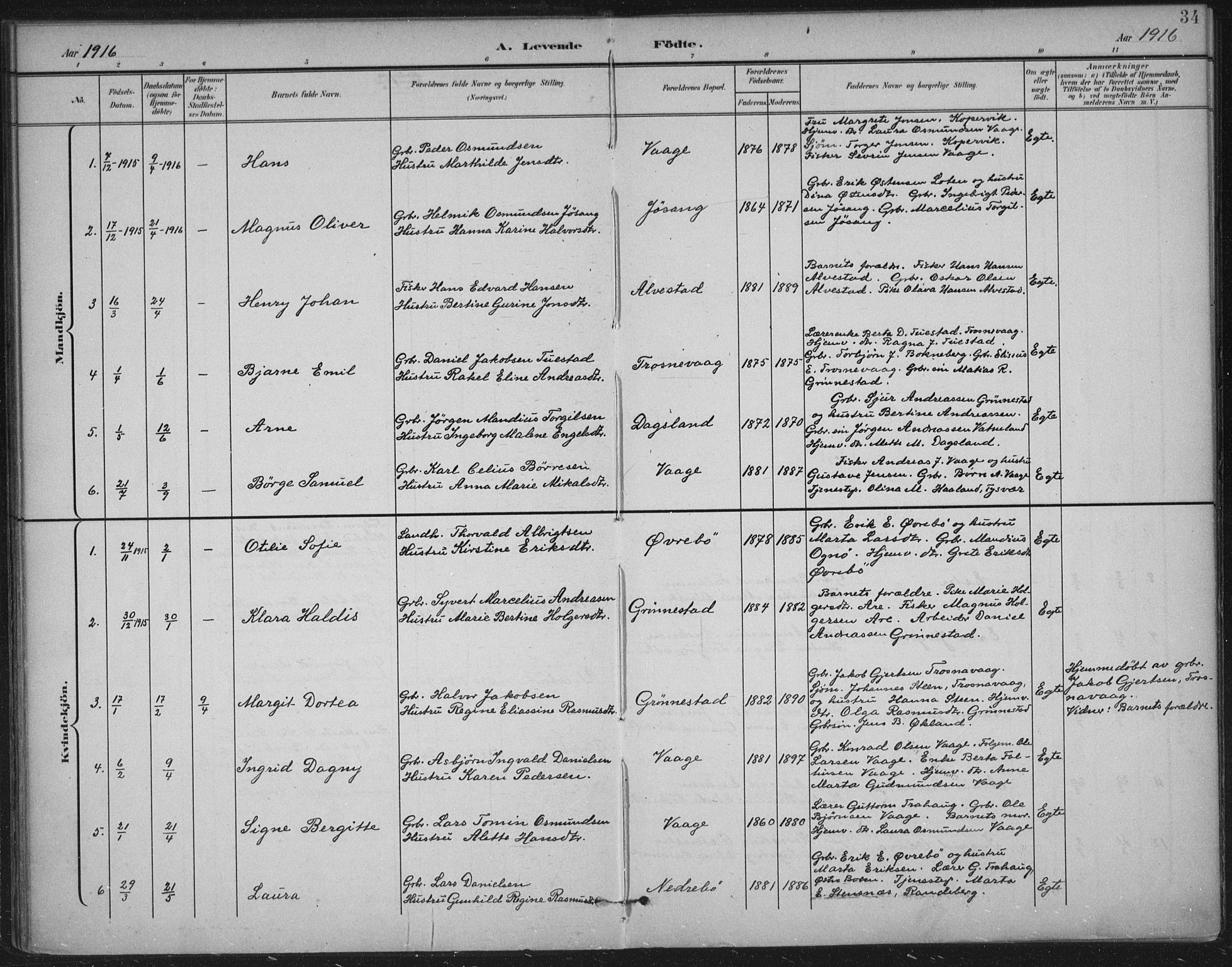 Tysvær sokneprestkontor, AV/SAST-A -101864/H/Ha/Haa/L0009: Parish register (official) no. A 9, 1898-1925, p. 34