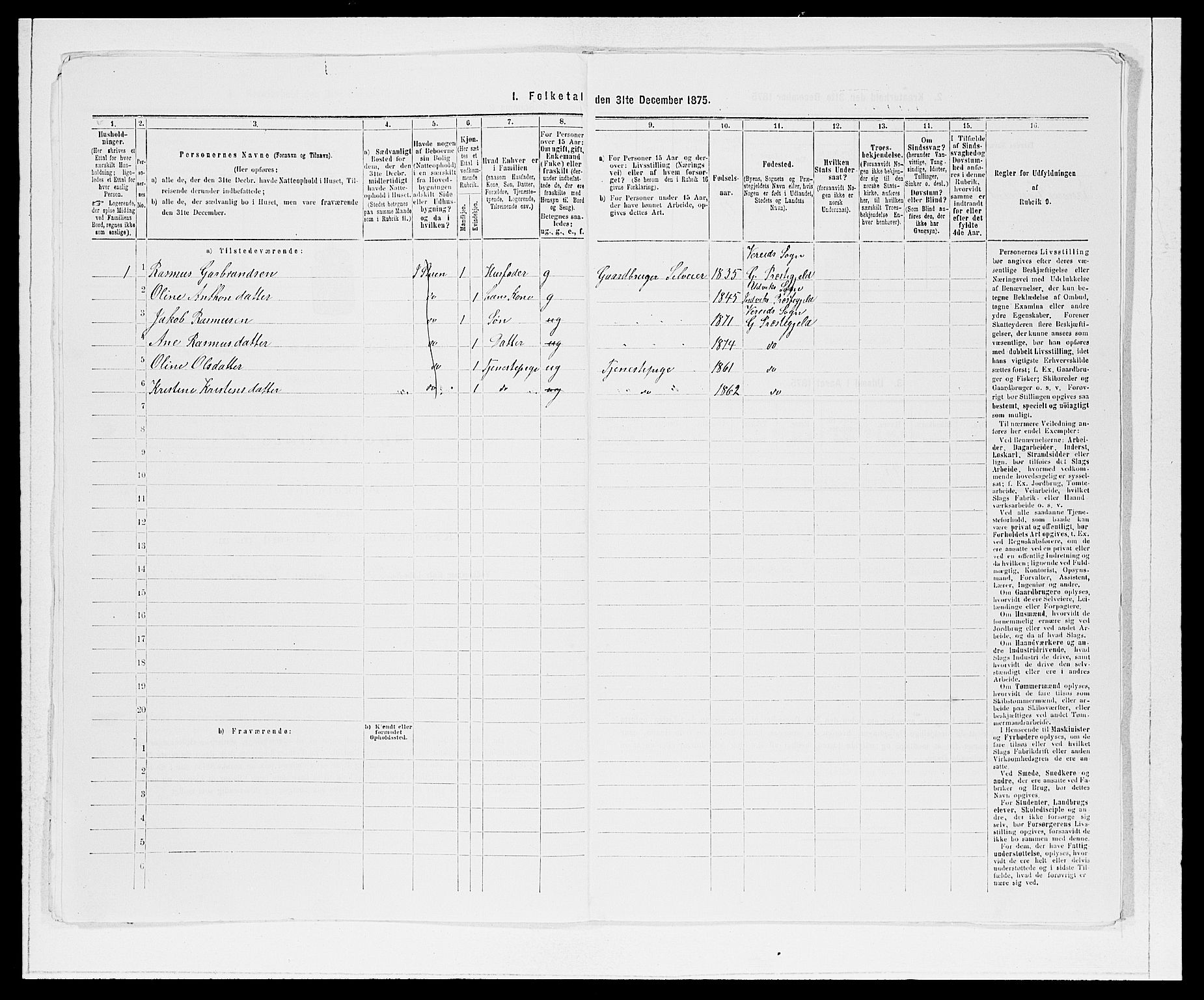 SAB, 1875 Census for 1445P Gloppen, 1875, p. 587