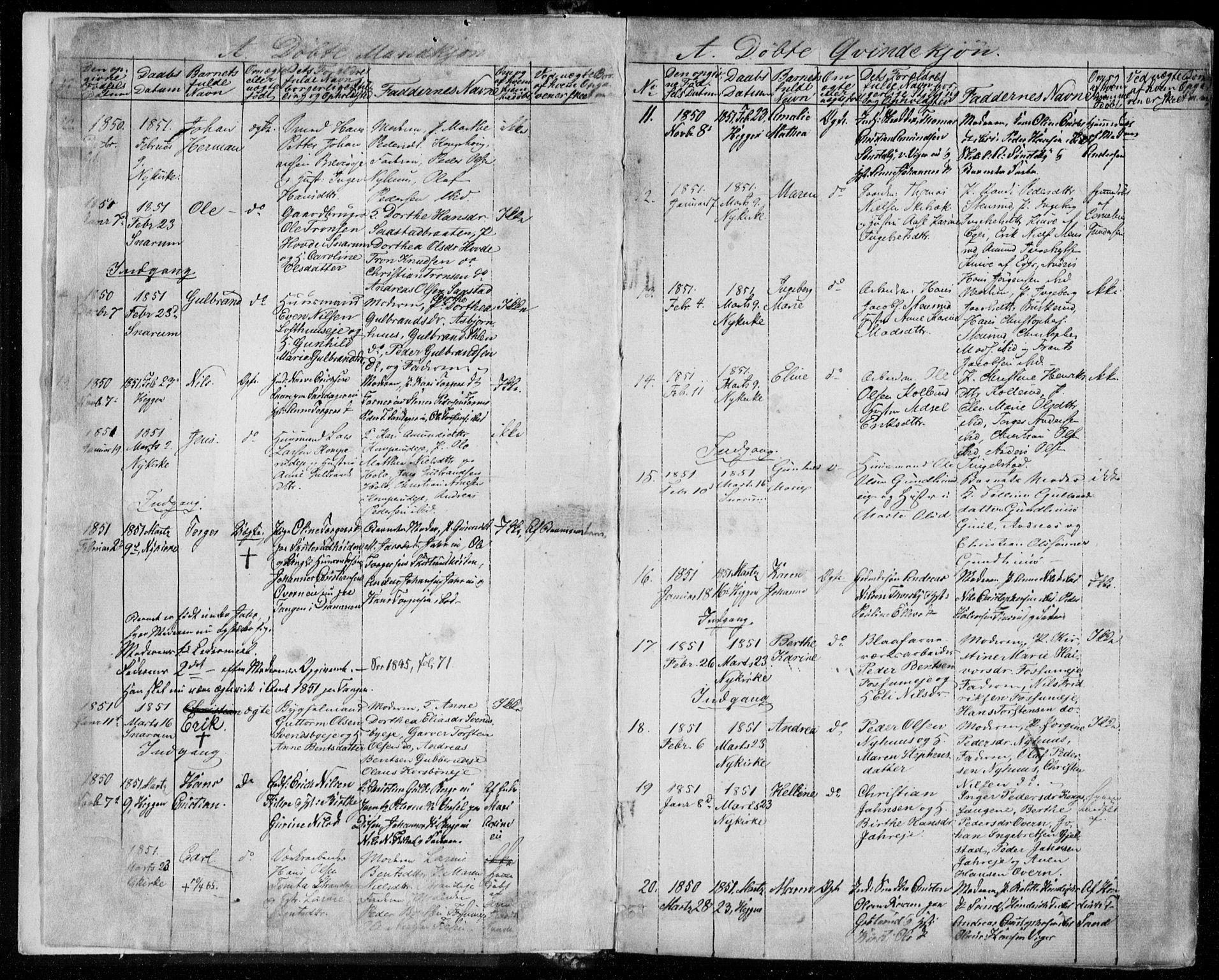 Modum kirkebøker, AV/SAKO-A-234/F/Fa/L0008: Parish register (official) no. 8, 1851-1859, p. 4