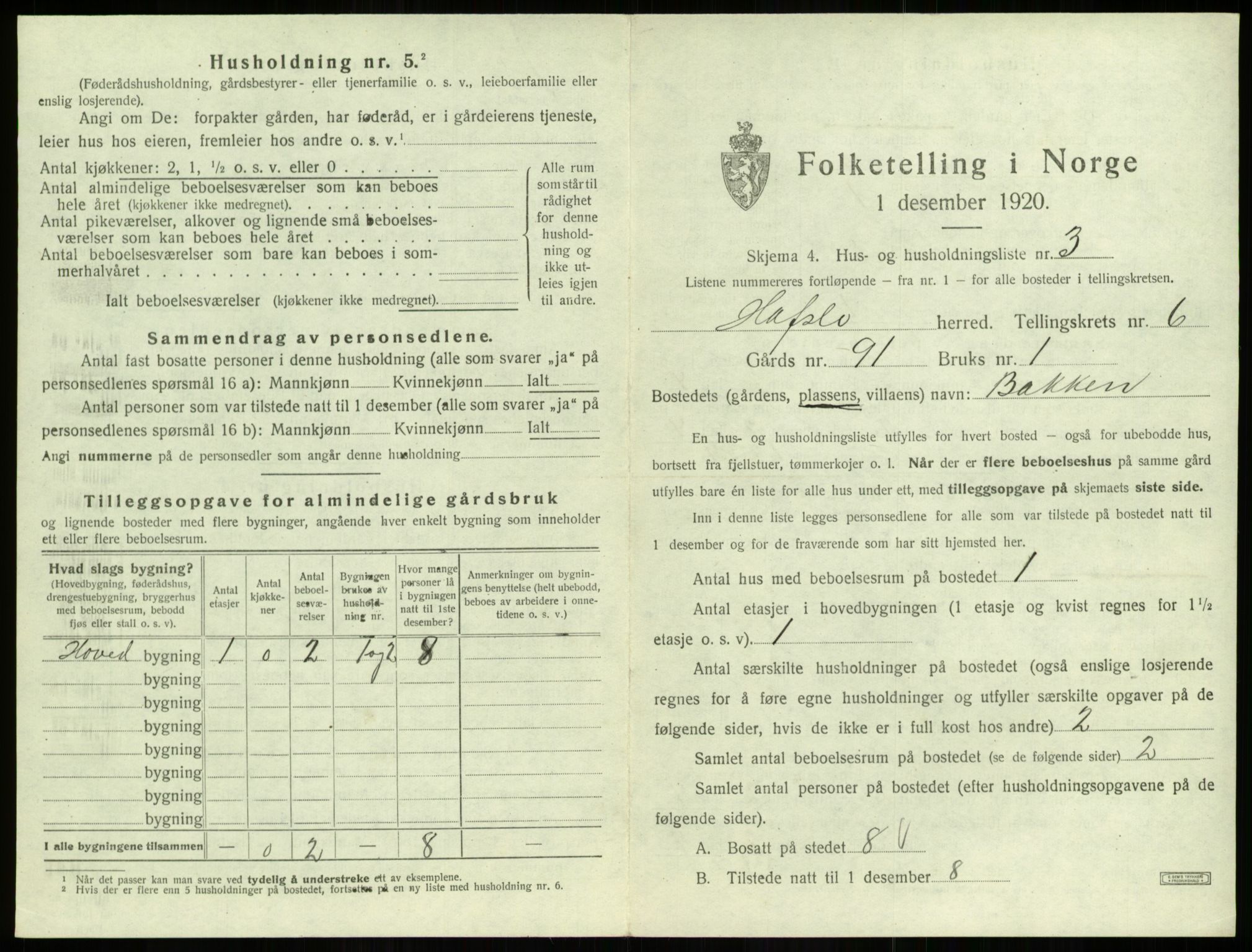 SAB, 1920 census for Hafslo, 1920, p. 681