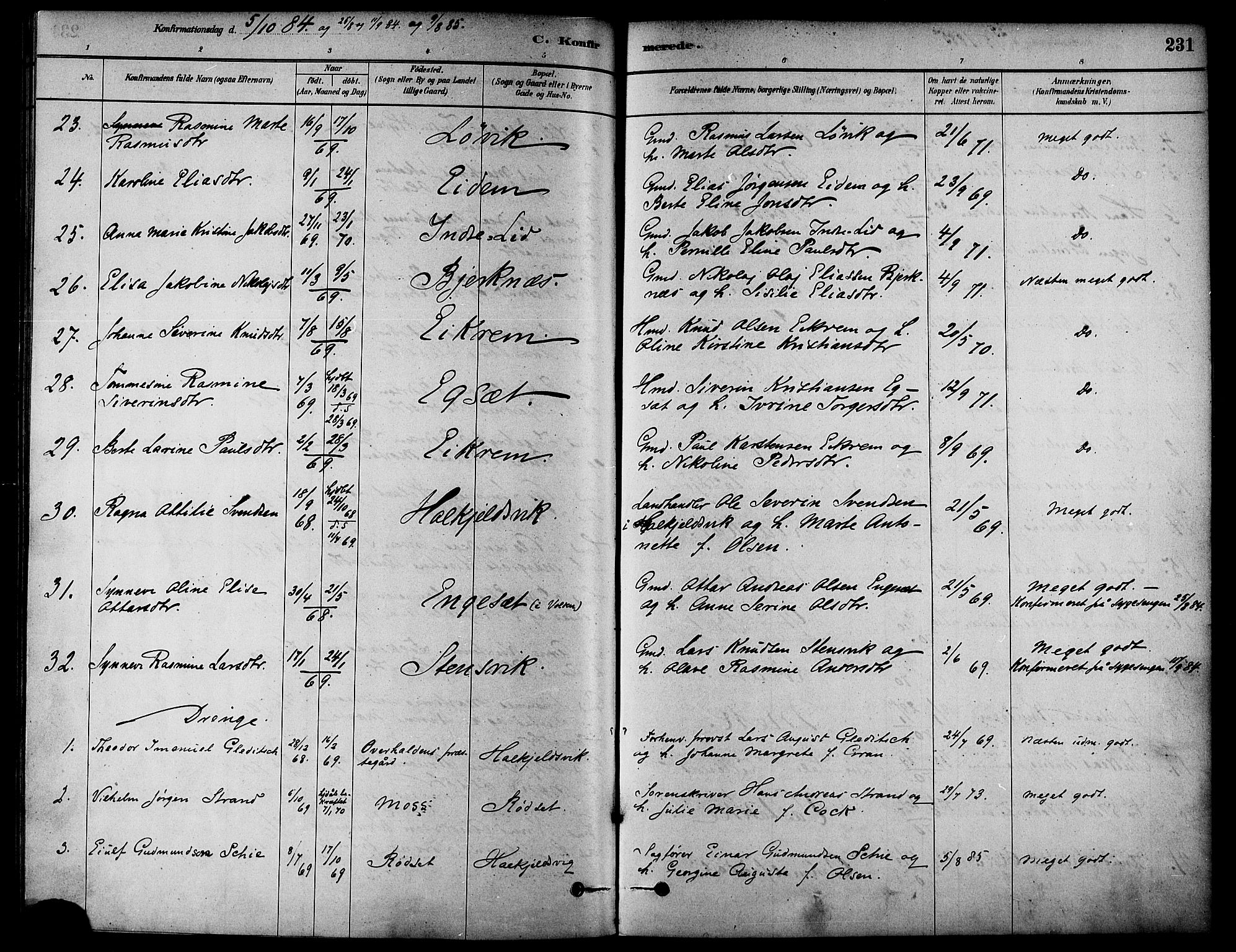 Ministerialprotokoller, klokkerbøker og fødselsregistre - Møre og Romsdal, AV/SAT-A-1454/511/L0141: Parish register (official) no. 511A08, 1878-1890, p. 231