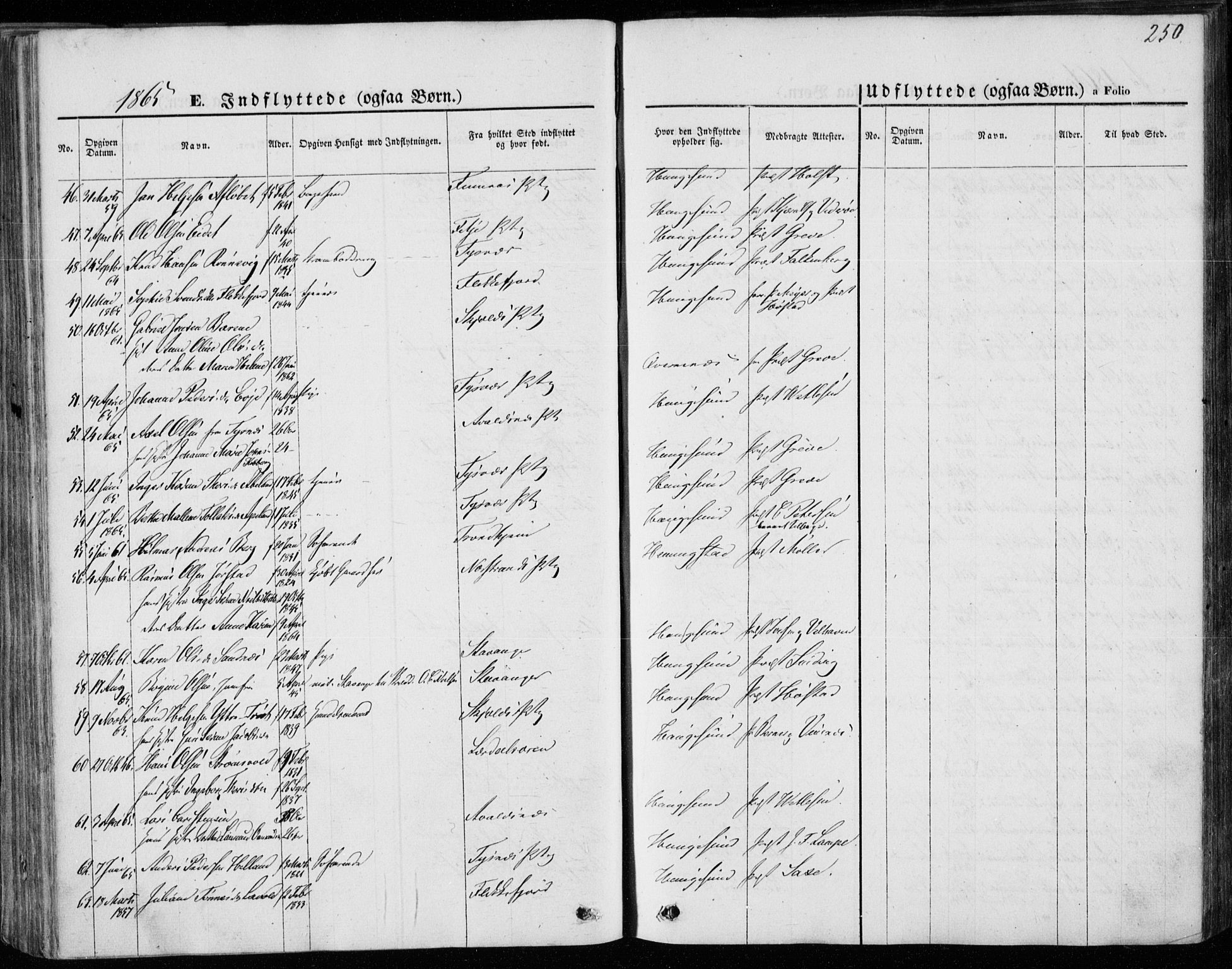 Torvastad sokneprestkontor, AV/SAST-A -101857/H/Ha/Haa/L0011: Parish register (official) no. A 11, 1857-1866, p. 250