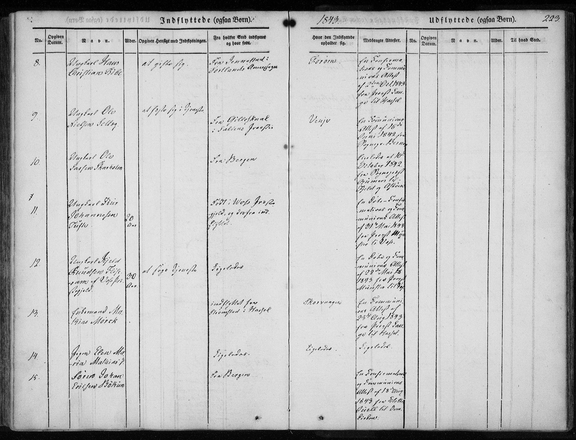 Ministerialprotokoller, klokkerbøker og fødselsregistre - Nordland, AV/SAT-A-1459/891/L1299: Parish register (official) no. 891A04, 1841-1856, p. 223