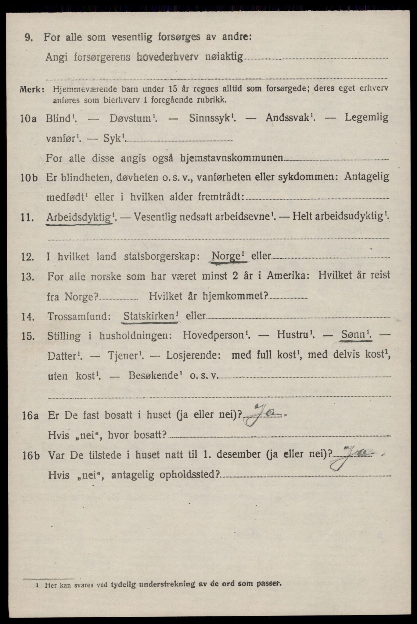 SAST, 1920 census for Stangaland, 1920, p. 2846