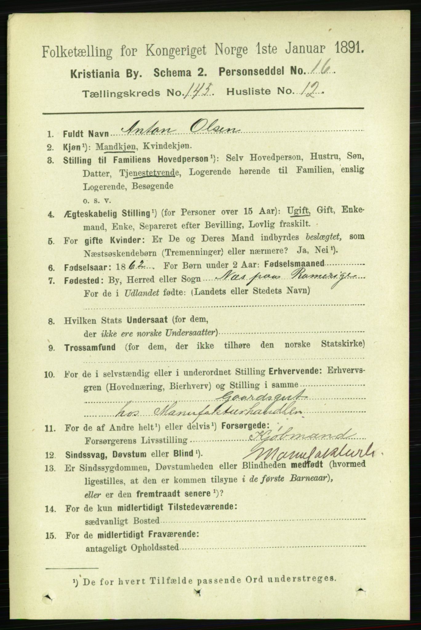 RA, 1891 census for 0301 Kristiania, 1891, p. 79850