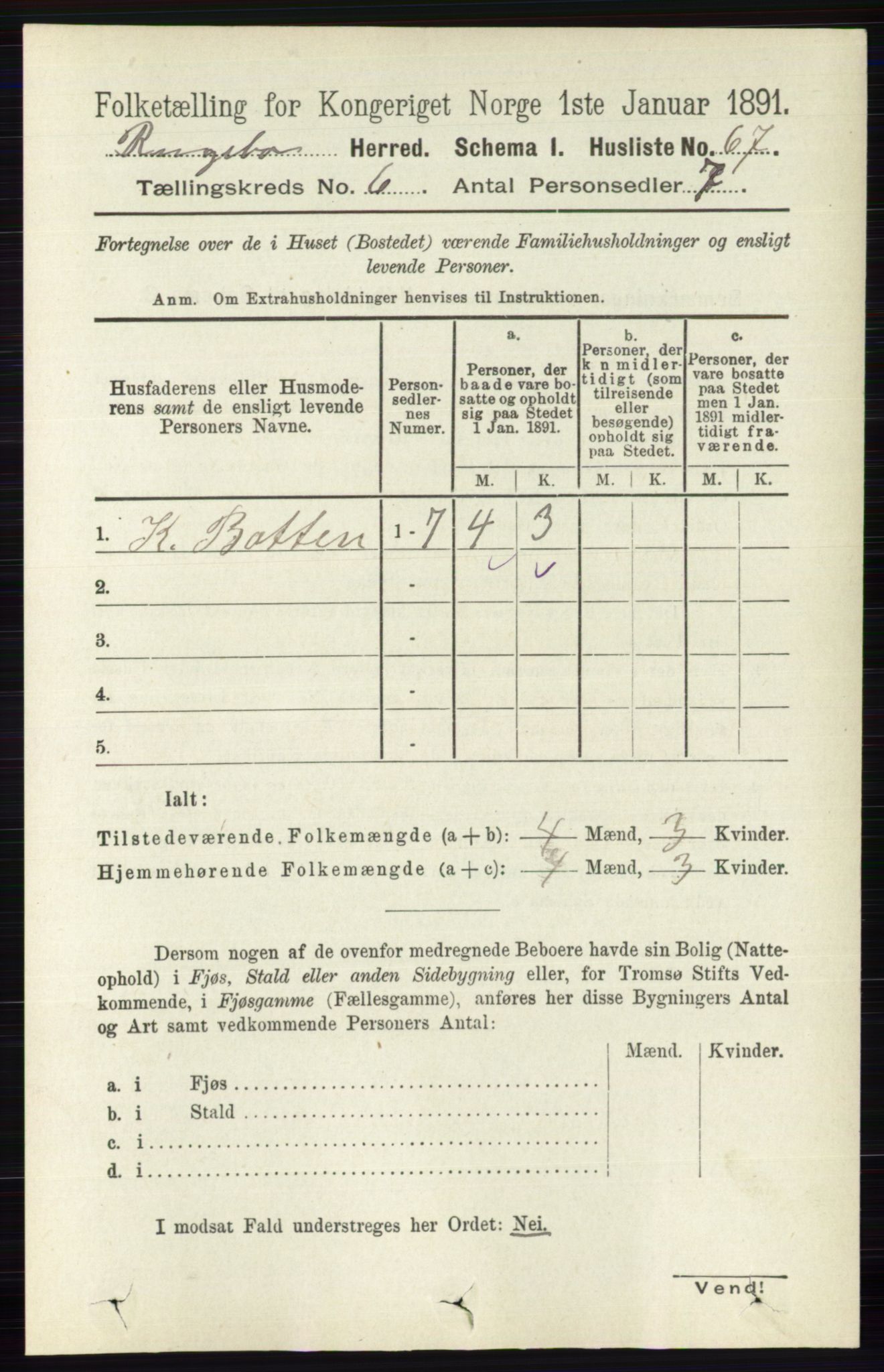 RA, 1891 census for 0520 Ringebu, 1891, p. 2430