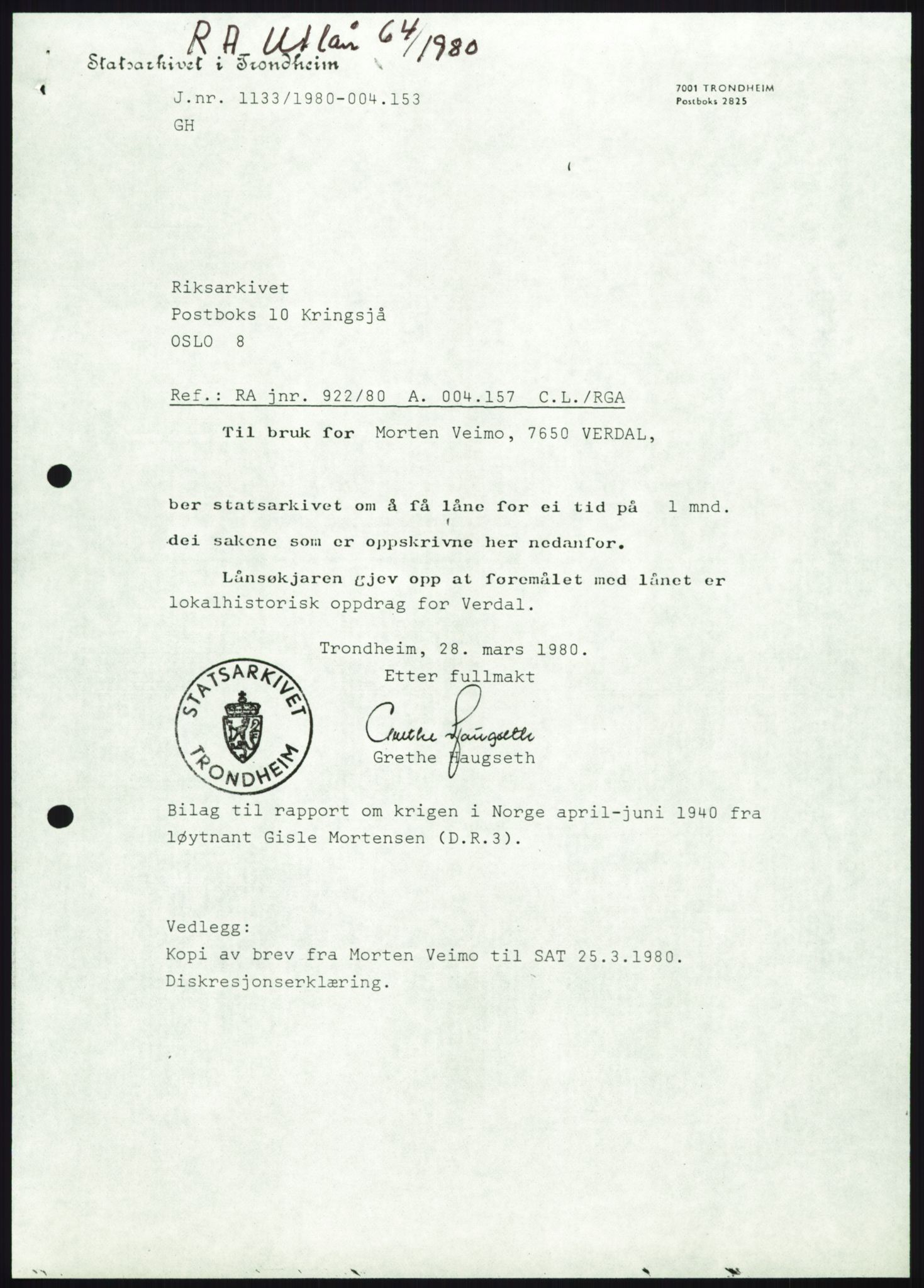 Forsvaret, Forsvarets krigshistoriske avdeling, AV/RA-RAFA-2017/Y/Yb/L0118: II-C-11-564  -  5. Divisjon., 1940, p. 441