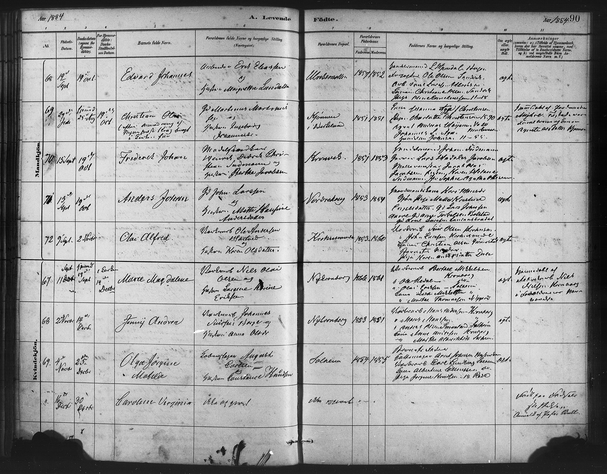 St. Jørgens hospital og Årstad sokneprestembete, AV/SAB-A-99934: Parish register (official) no. A 7, 1879-1886, p. 90