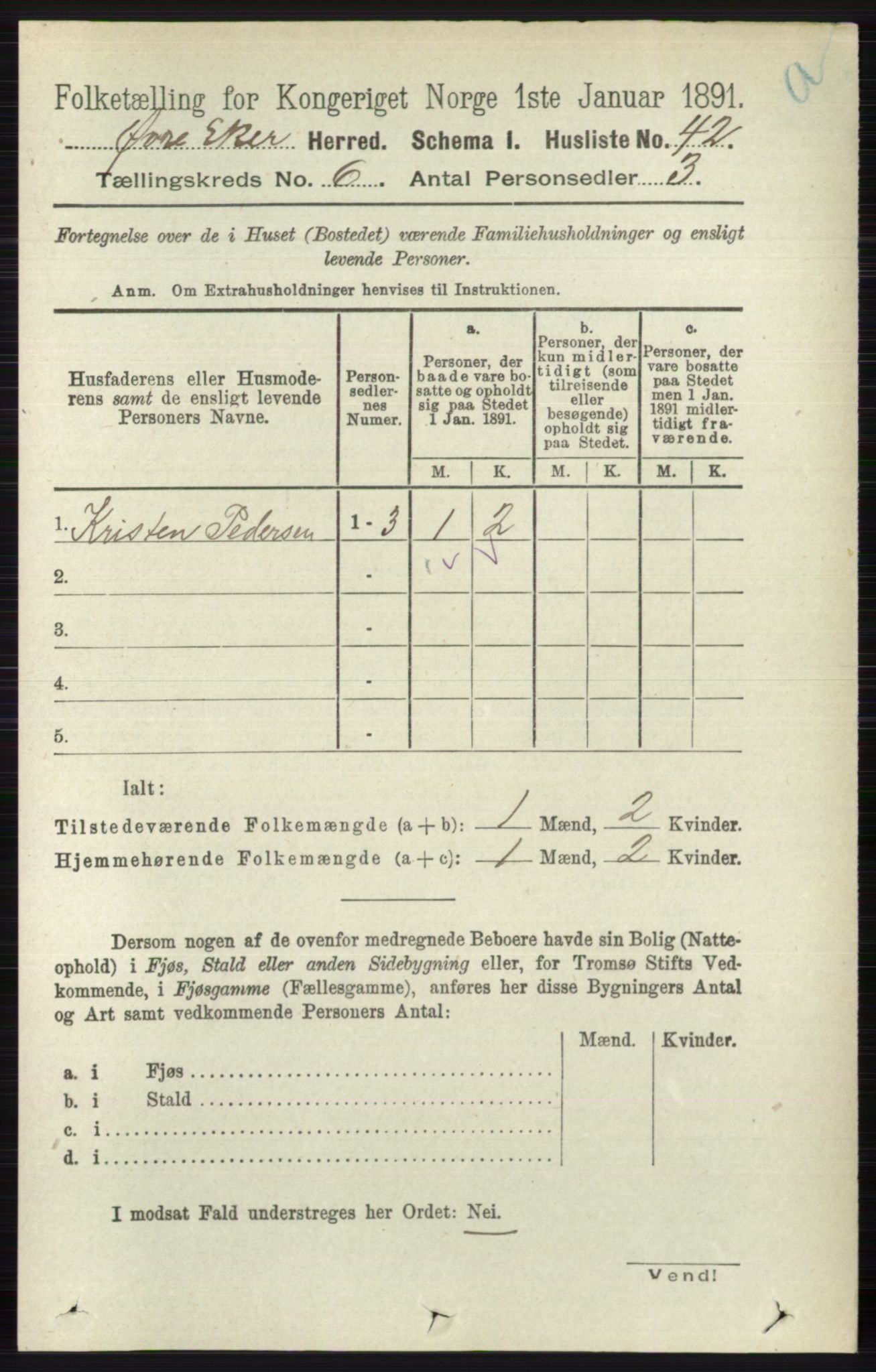 RA, 1891 census for 0624 Øvre Eiker, 1891, p. 2225