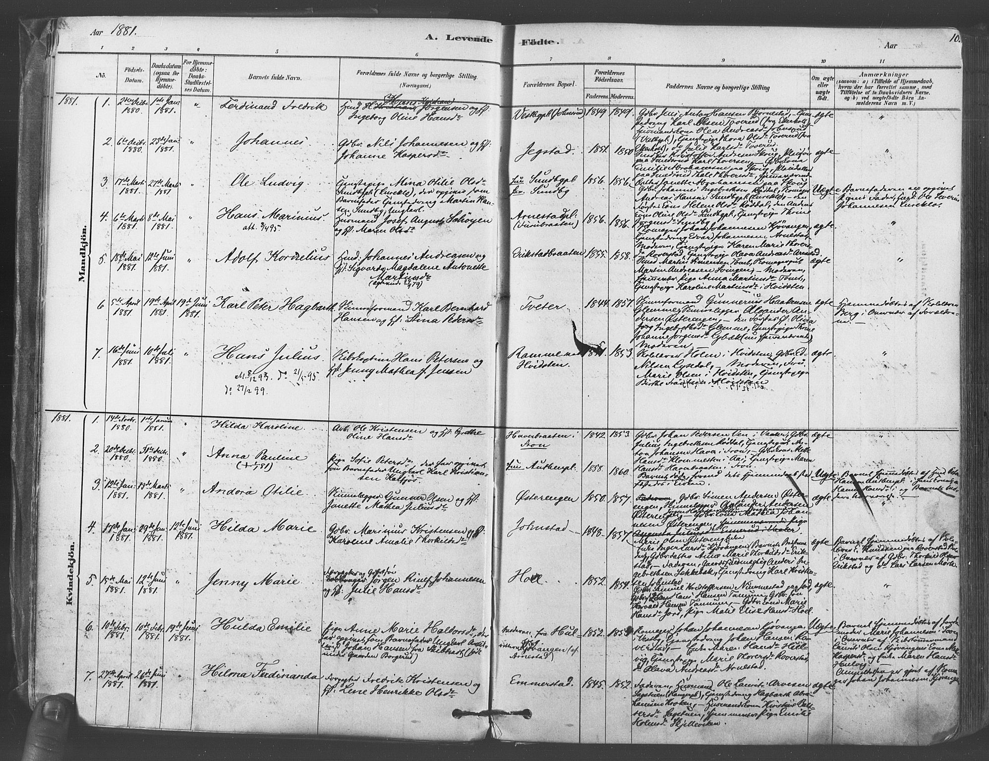 Vestby prestekontor Kirkebøker, SAO/A-10893/F/Fa/L0009: Parish register (official) no. I 9, 1878-1900, p. 10