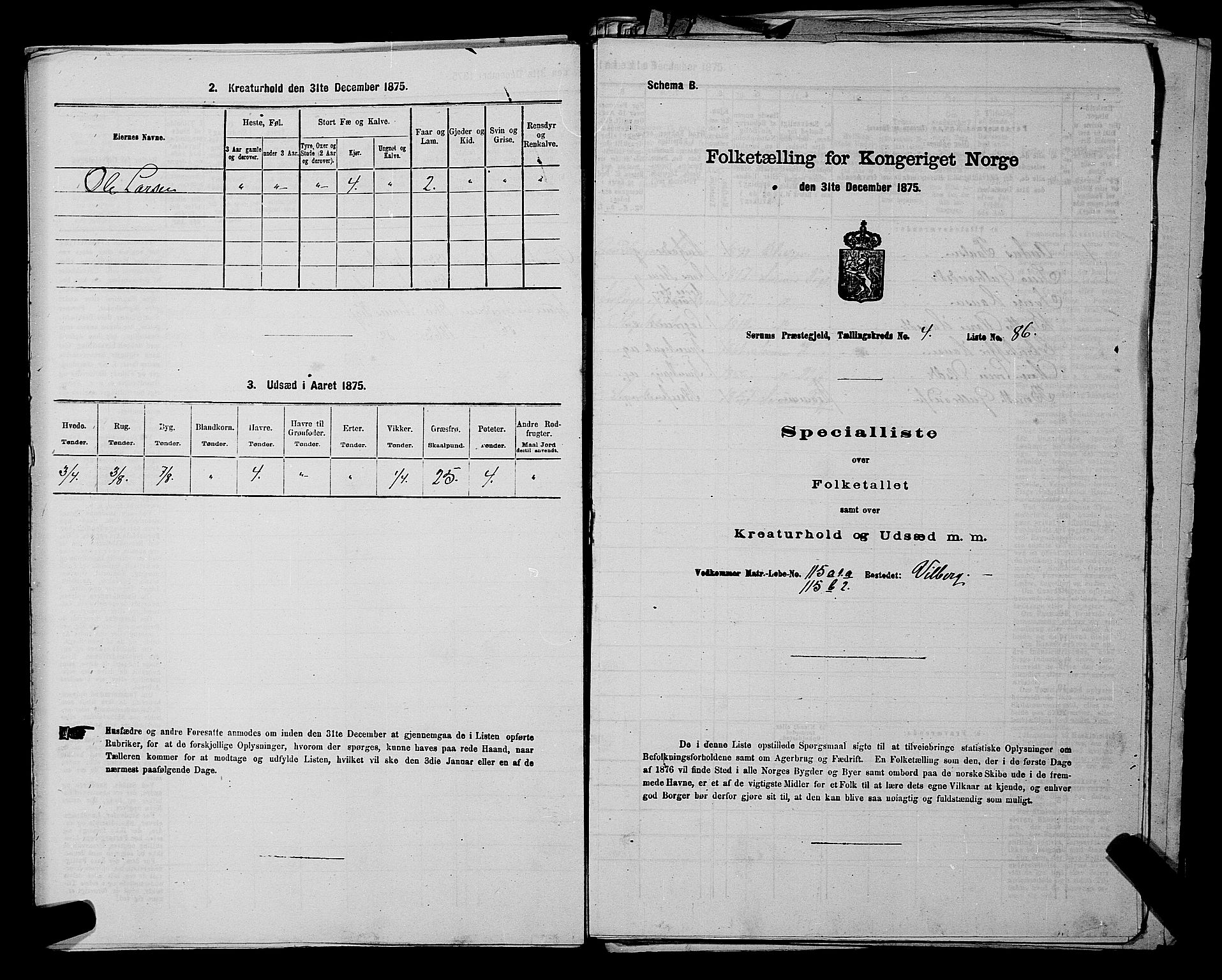 RA, 1875 census for 0226P Sørum, 1875, p. 633