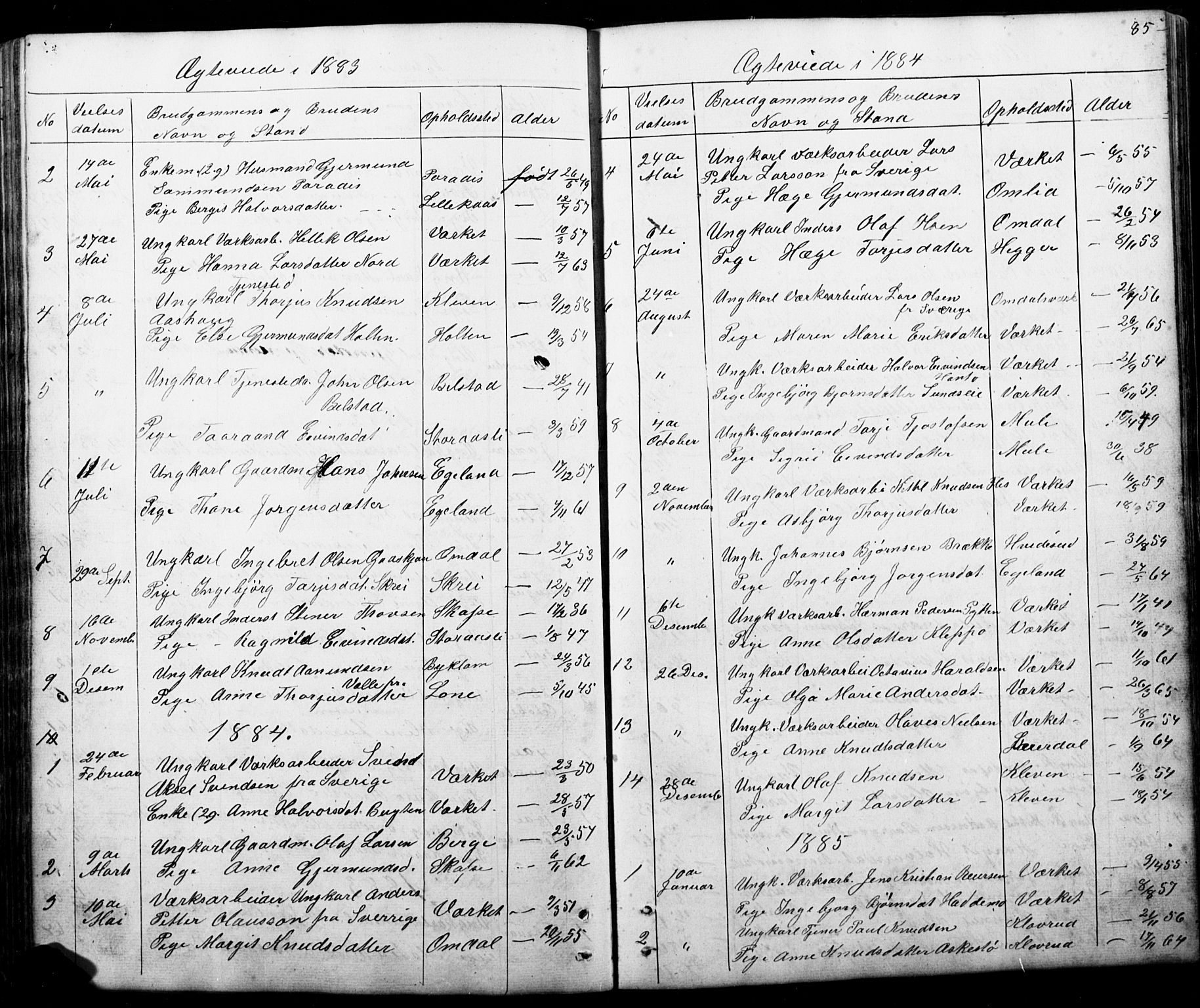 Mo kirkebøker, SAKO/A-286/G/Gb/L0002: Parish register (copy) no. II 2, 1851-1890, p. 85
