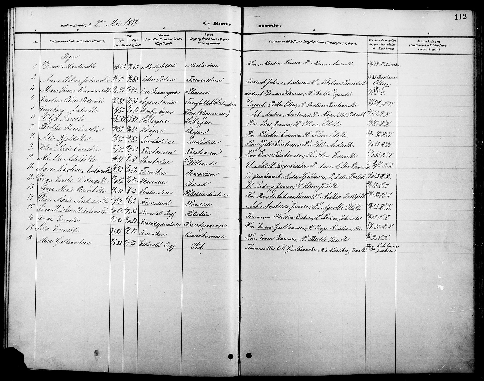 Stange prestekontor, AV/SAH-PREST-002/L/L0011: Parish register (copy) no. 11, 1895-1917, p. 112