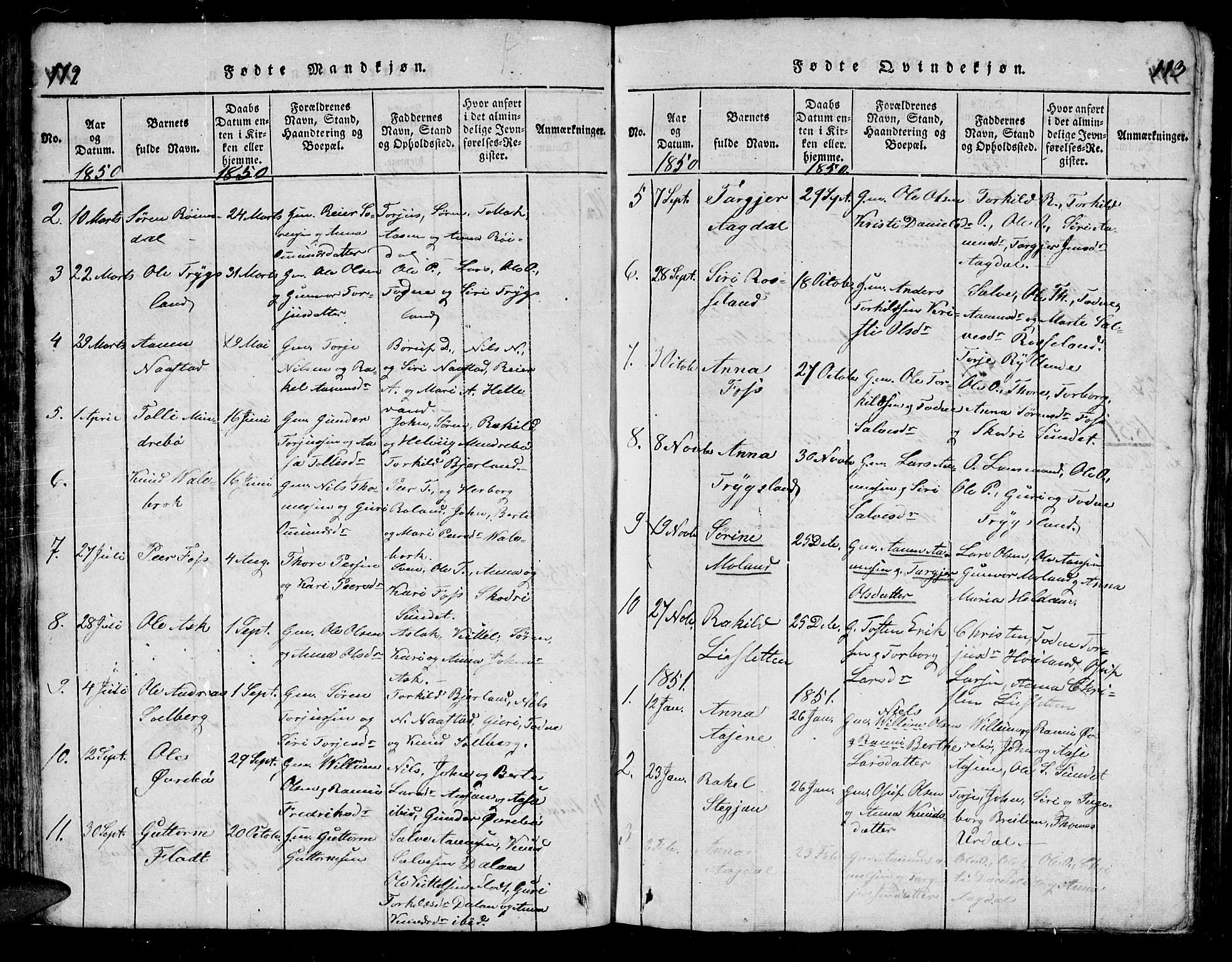 Bjelland sokneprestkontor, AV/SAK-1111-0005/F/Fb/Fba/L0003: Parish register (copy) no. B 3, 1816-1870, p. 112-113