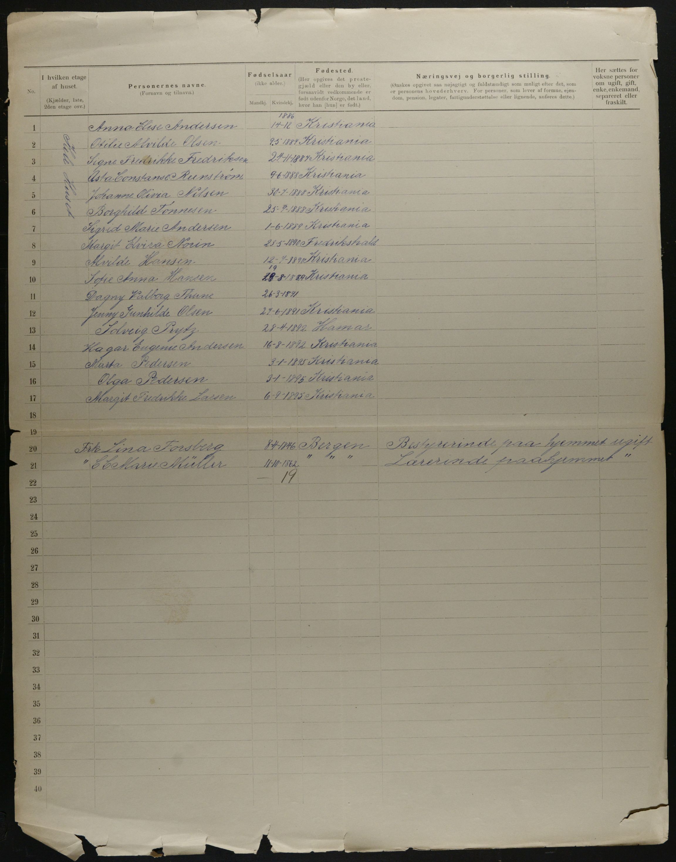 OBA, Municipal Census 1901 for Kristiania, 1901, p. 18940