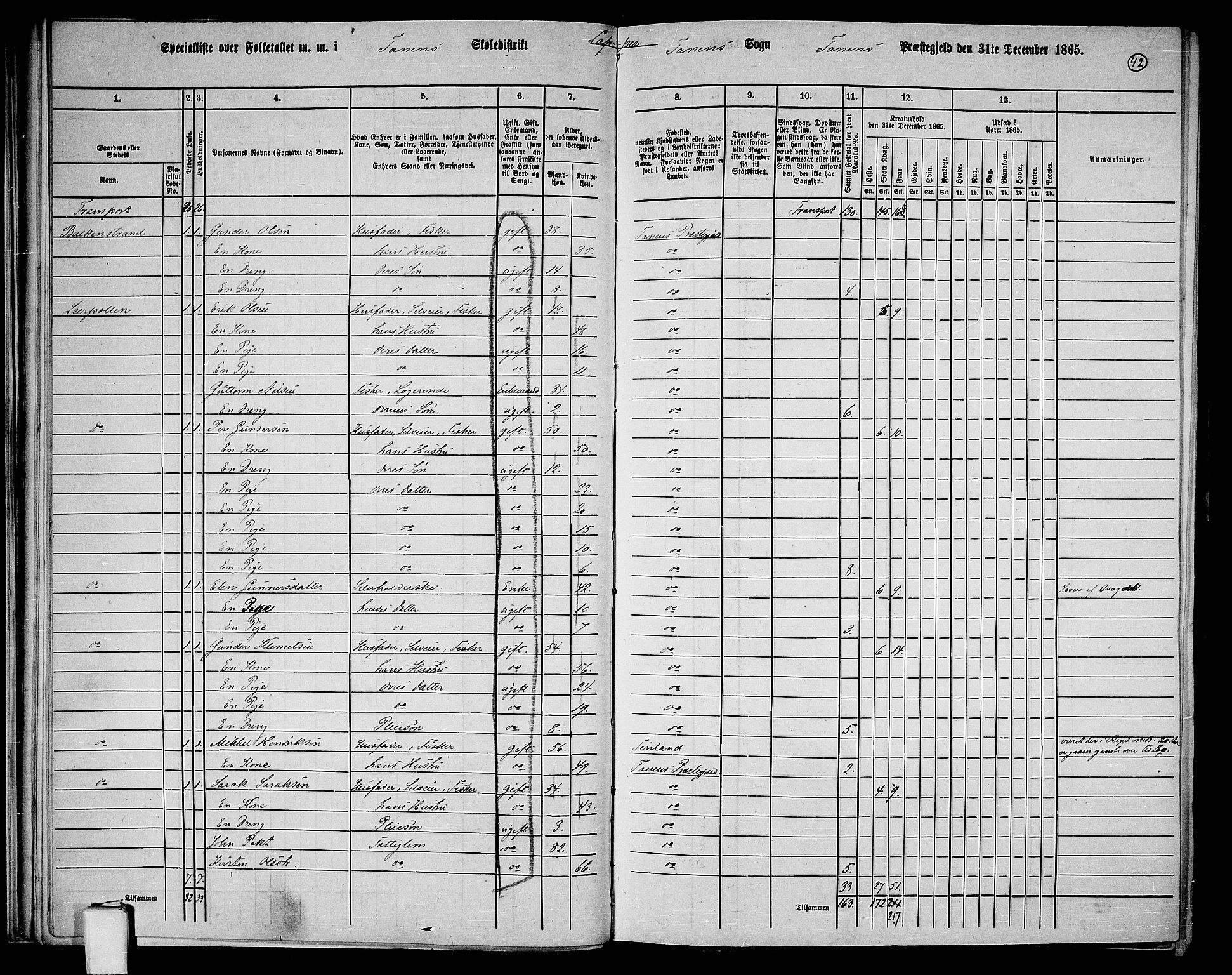 RA, 1865 census for Tana, 1865, p. 32