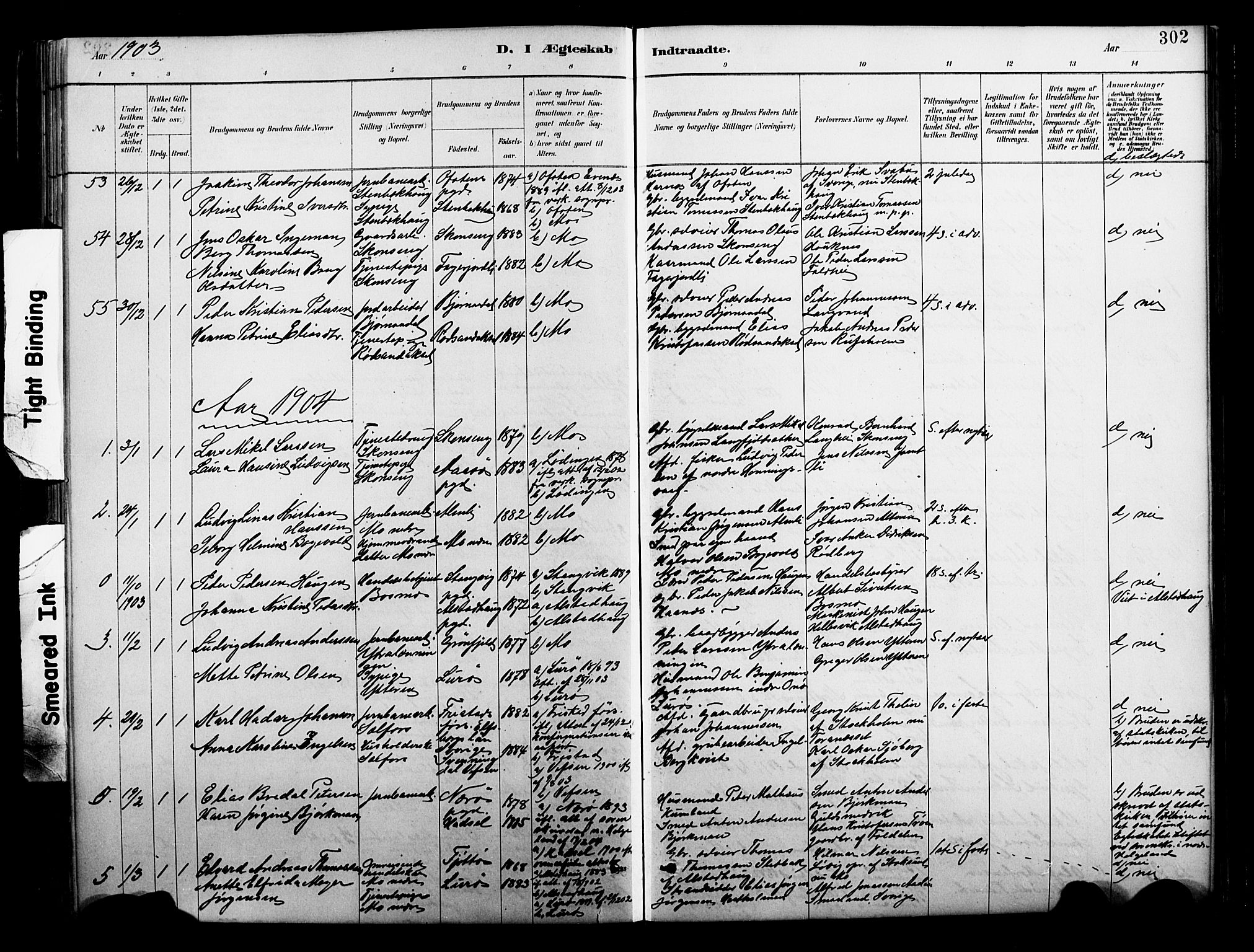 Ministerialprotokoller, klokkerbøker og fødselsregistre - Nordland, AV/SAT-A-1459/827/L0421: Parish register (copy) no. 827C10, 1887-1906, p. 302