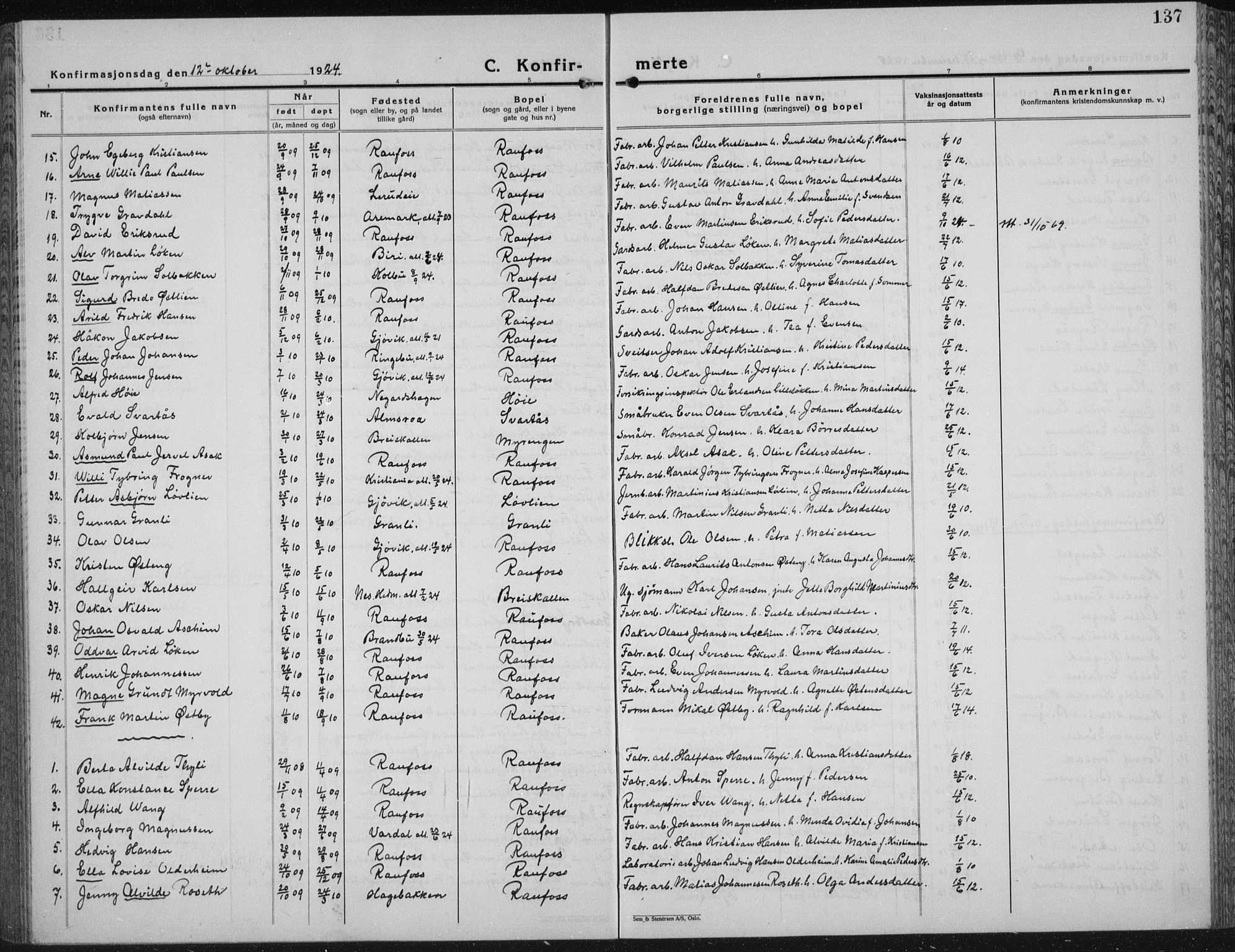 Vestre Toten prestekontor, AV/SAH-PREST-108/H/Ha/Hab/L0018: Parish register (copy) no. 18, 1928-1941, p. 137