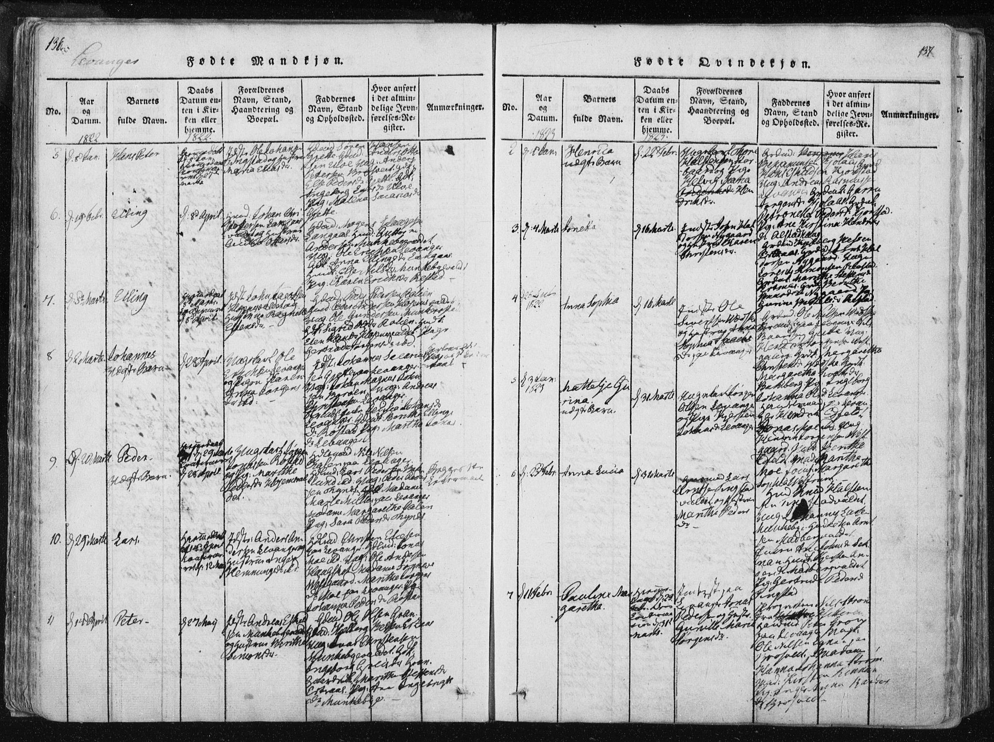 Ministerialprotokoller, klokkerbøker og fødselsregistre - Nord-Trøndelag, AV/SAT-A-1458/717/L0148: Parish register (official) no. 717A04 /2, 1816-1825, p. 136-137