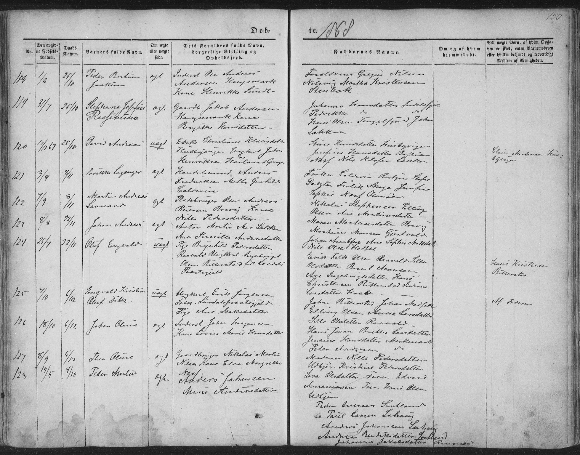 Ministerialprotokoller, klokkerbøker og fødselsregistre - Nordland, AV/SAT-A-1459/888/L1241: Parish register (official) no. 888A07, 1849-1869, p. 150